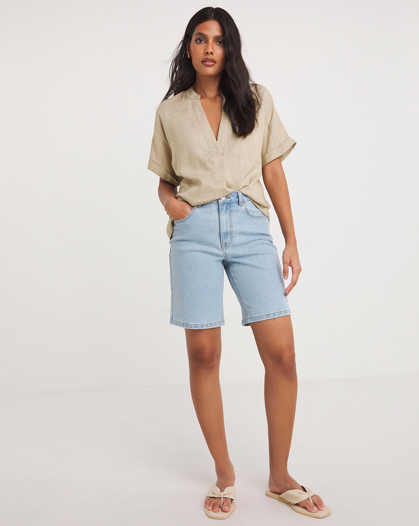 Light Blue Bermuda Denim Shorts Marisota