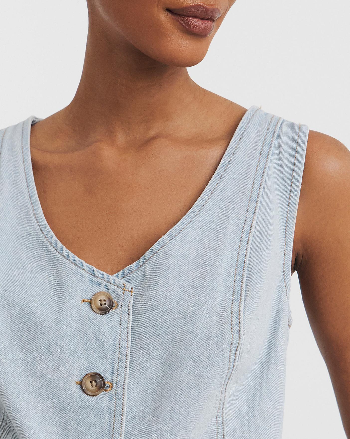 Light Blue Denim Waistcoat | Oxendales