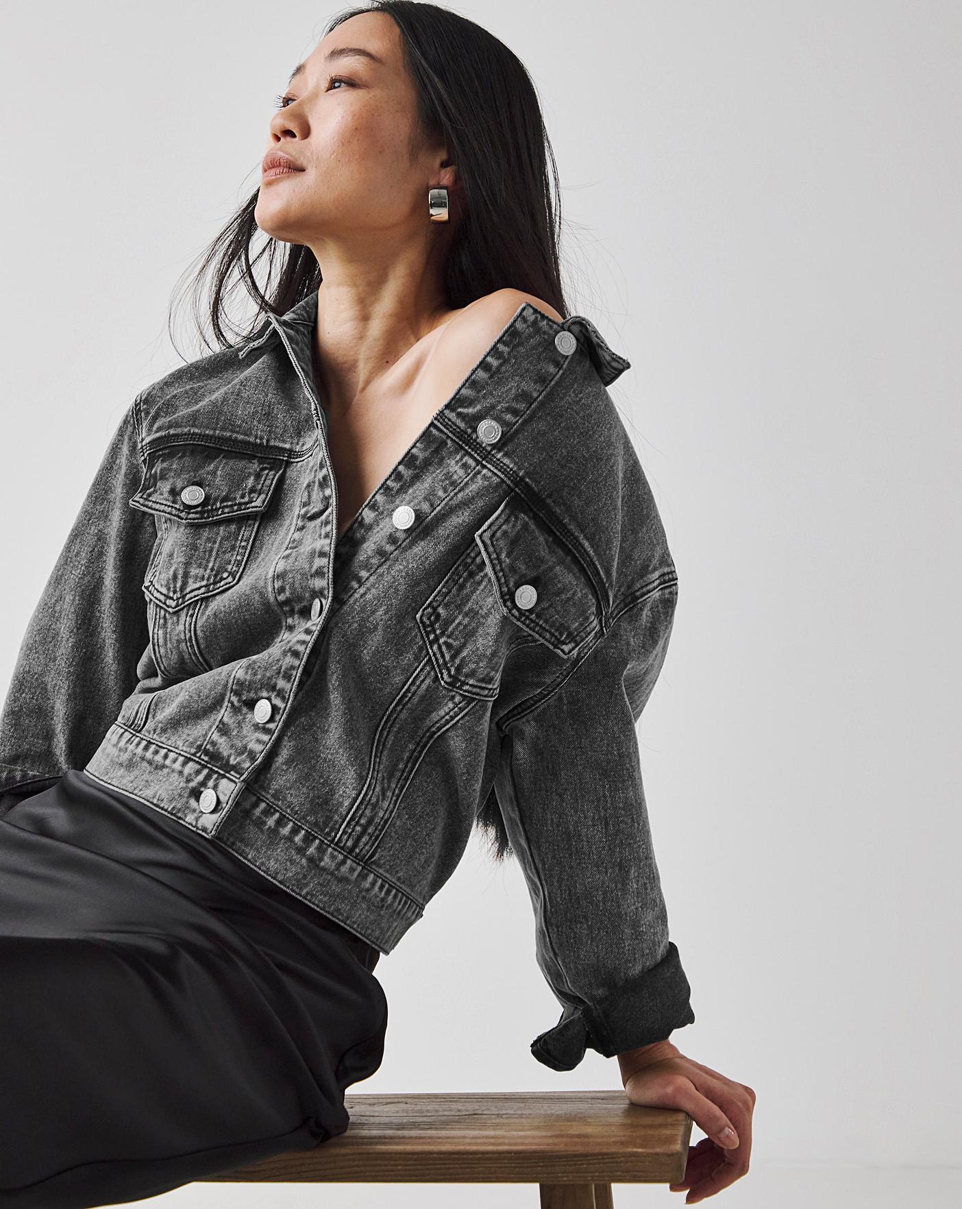 Black crop jean jacket hotsell