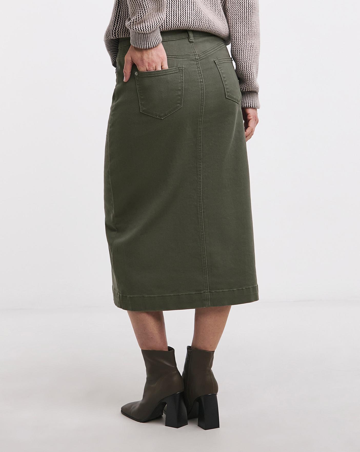 Allyson Print Denim Mini Skirt in Khaki main image 1
