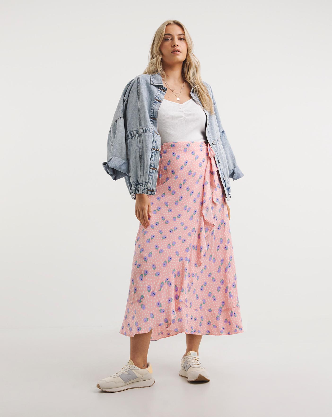 Ditsy wrap midi clearance skirt