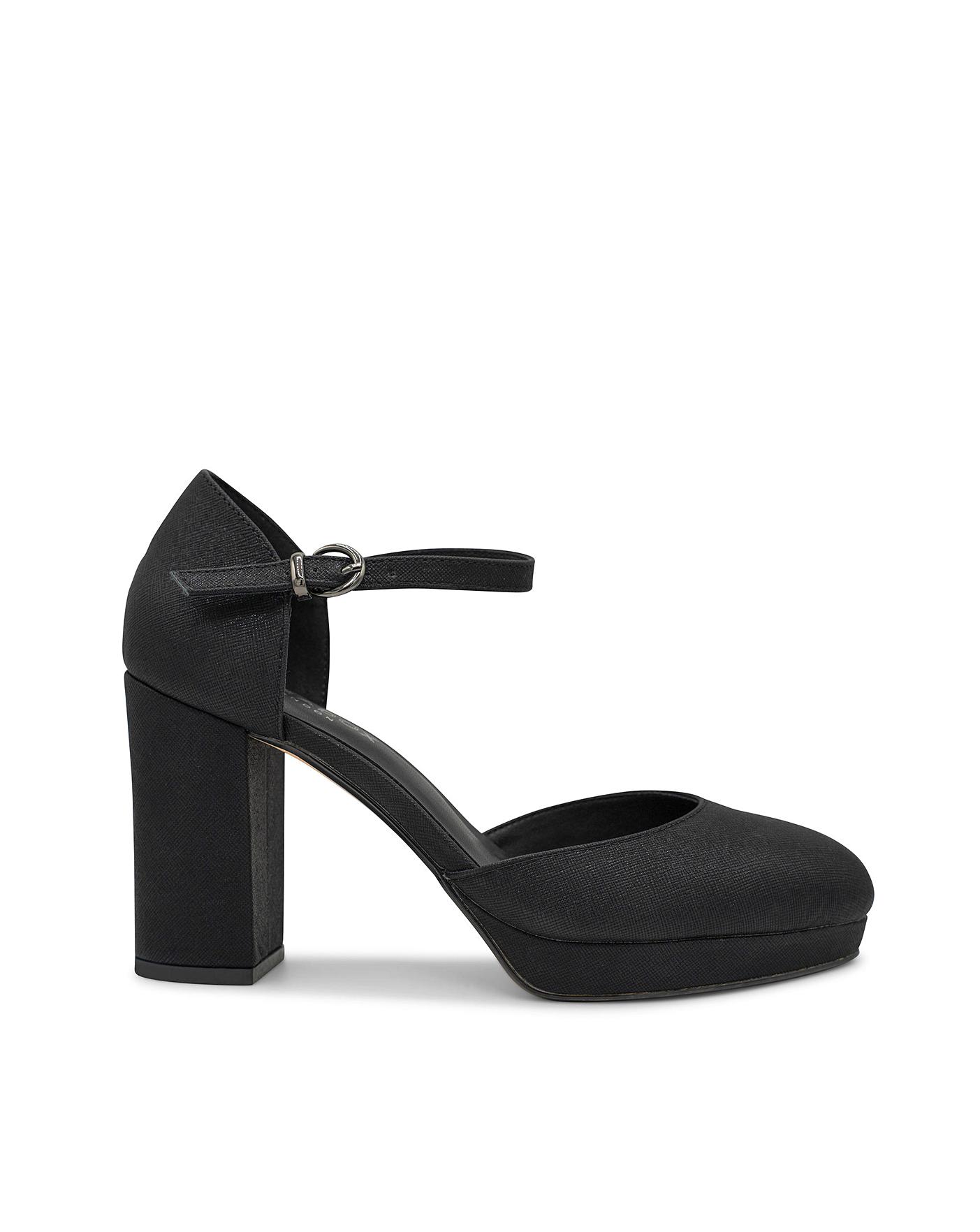 Black platform court shoes clearance