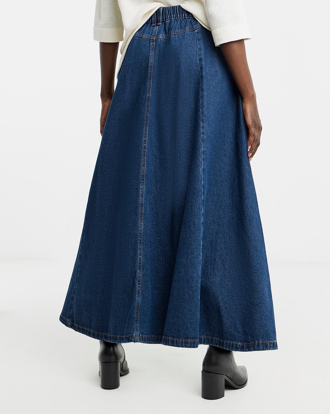 Mid Blue Denim Full Circle Skirt | Oxendales