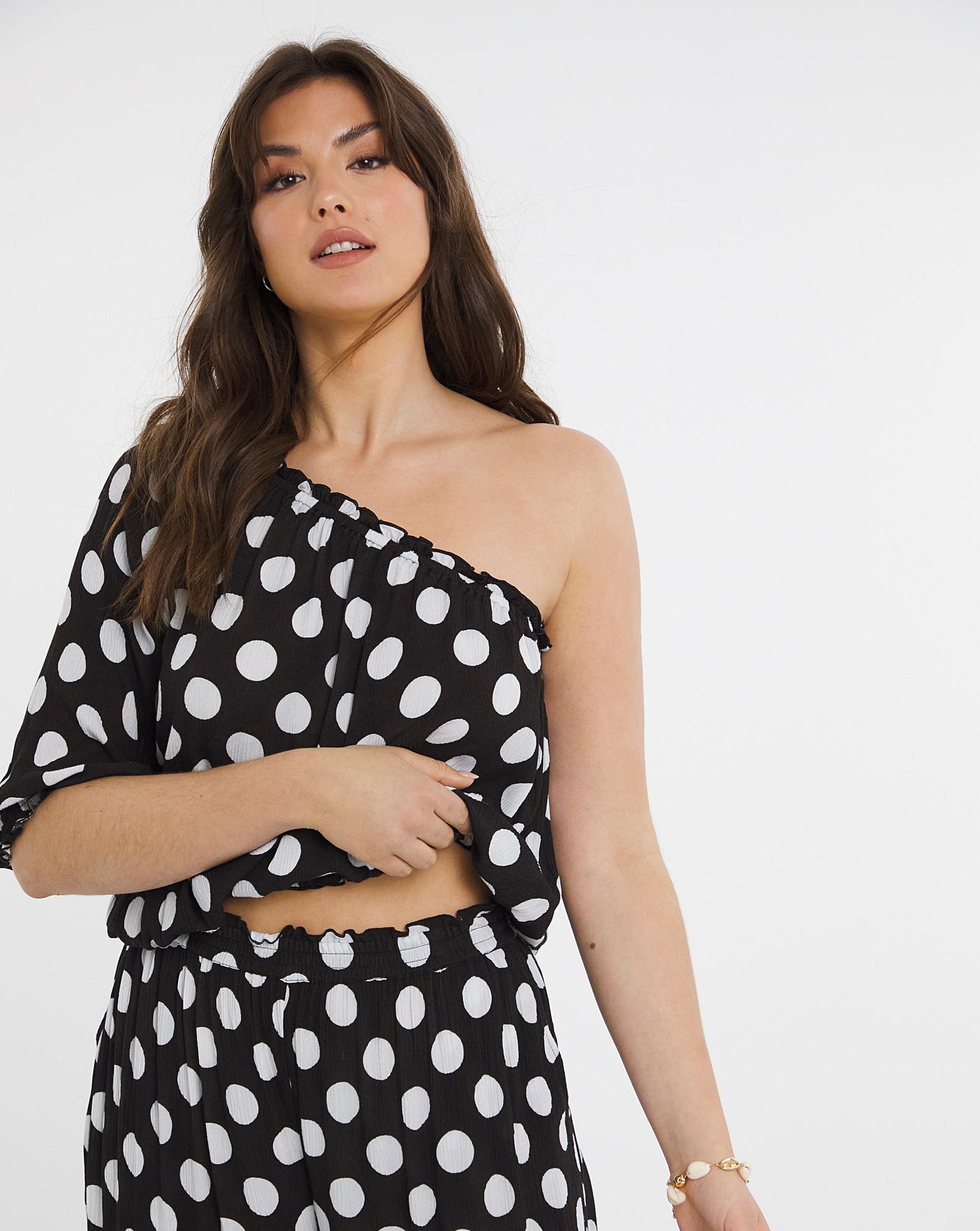 Polka dot sales one shoulder top