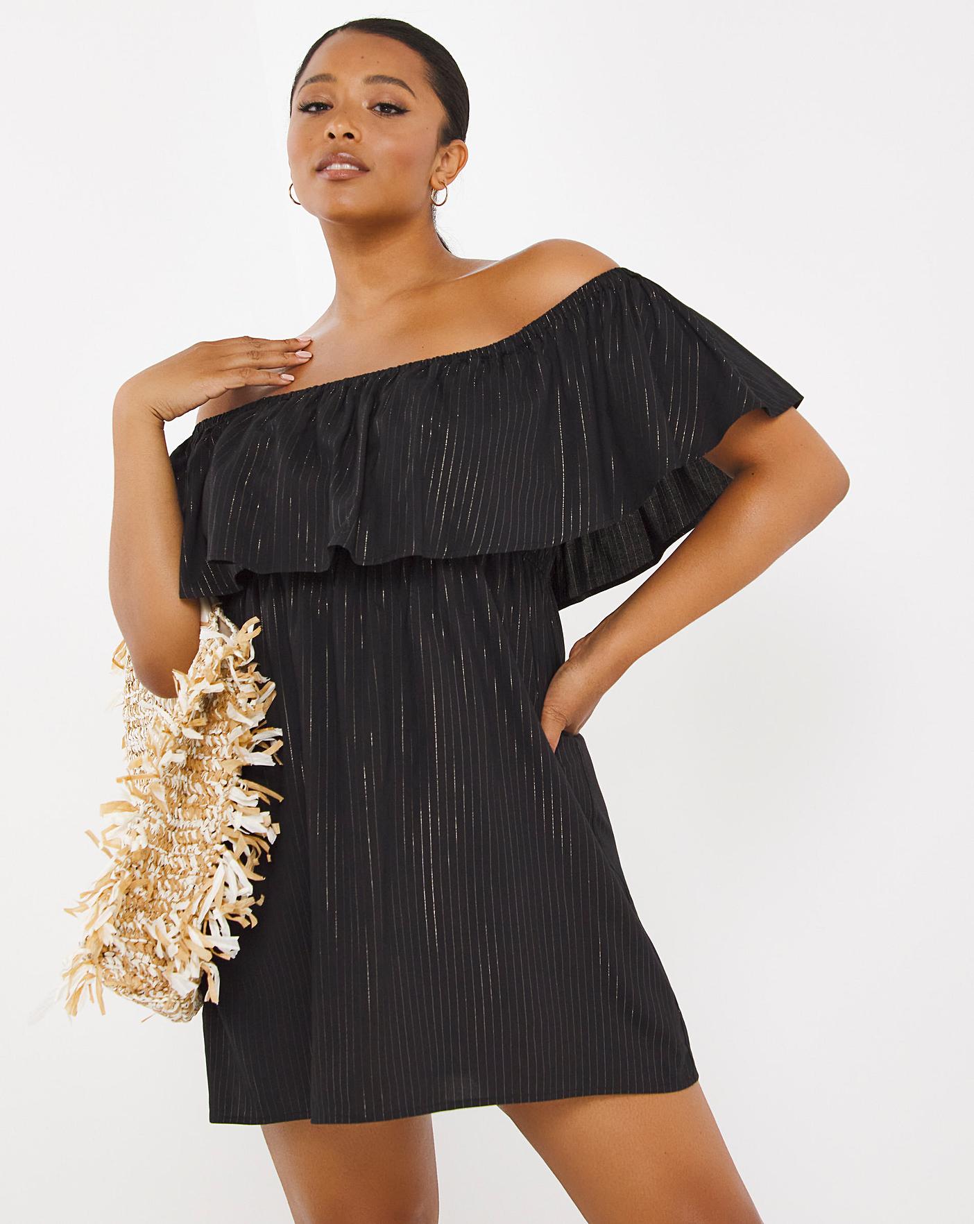 Black bardot 2025 beach dress