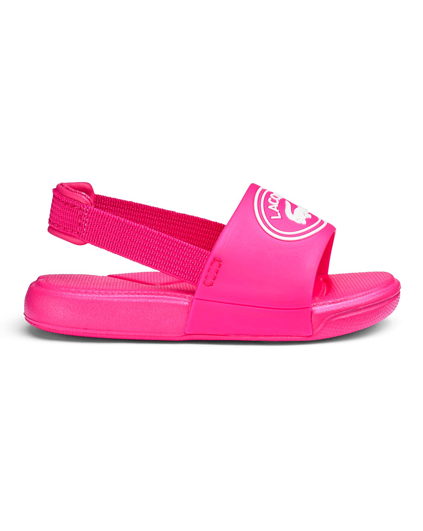 pink lacoste sliders