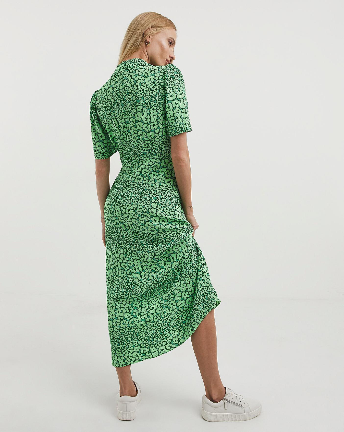 Whistles Fluro Leopard Print Midi Dress Crazy Clearance