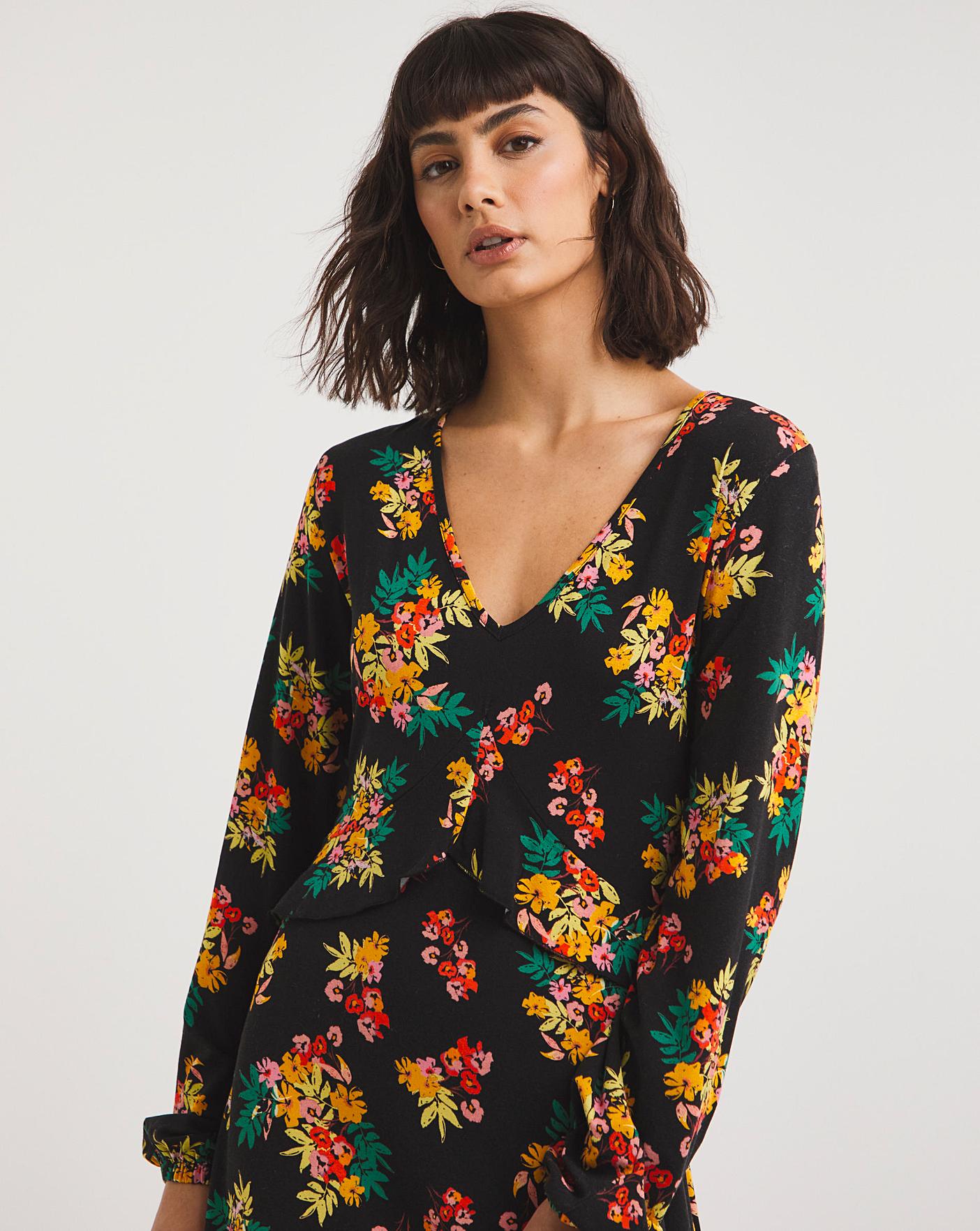 Joe Browns Jersey Floral Ruffle Dress | Ambrose Wilson