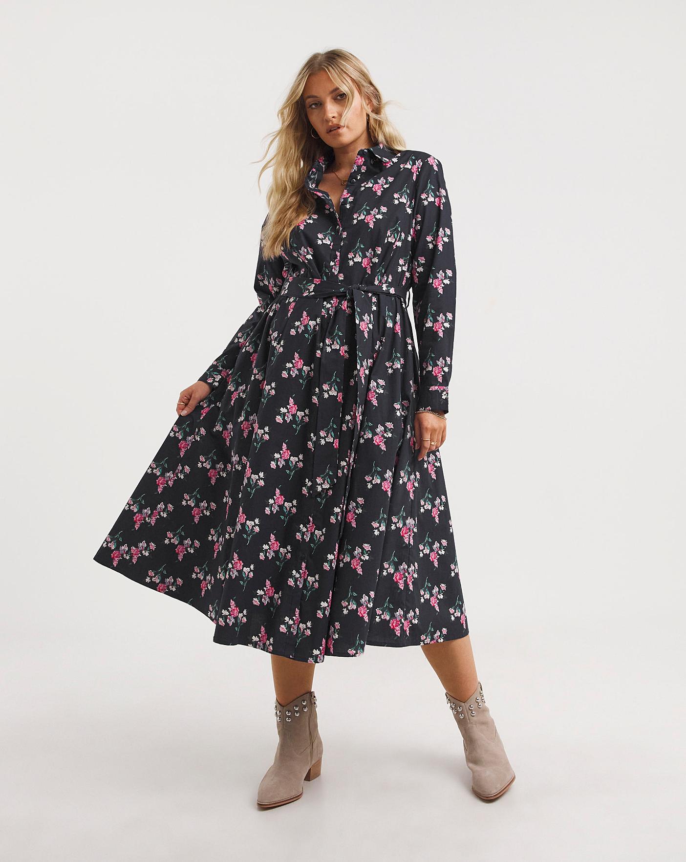 Floral shirt midi store dress