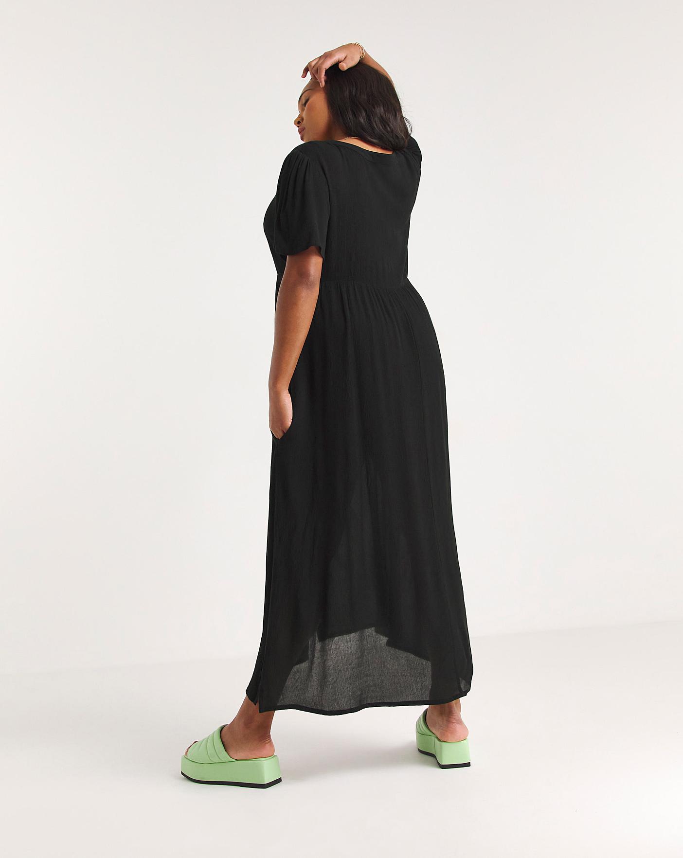 Crinkle Button Up Midi Dress Simply Be