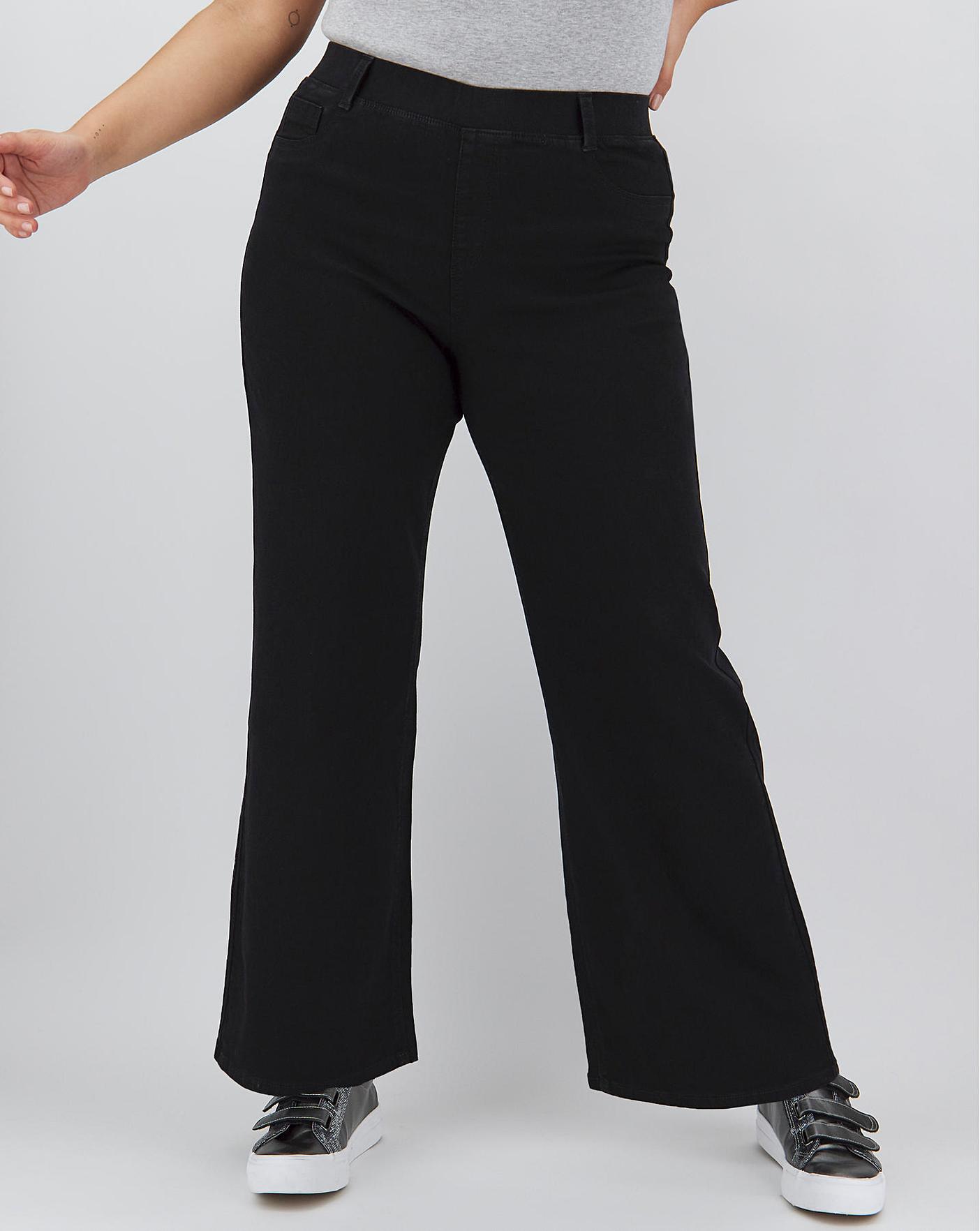 Lottie Black Wide Leg Jeggings | Simply Be