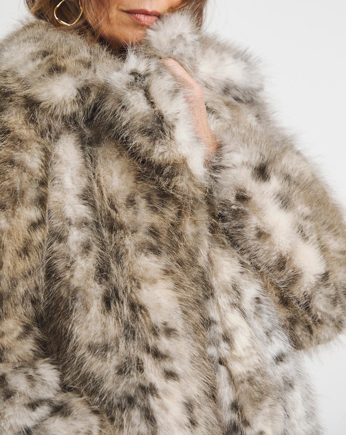 Snow leopard faux fur coat uk online