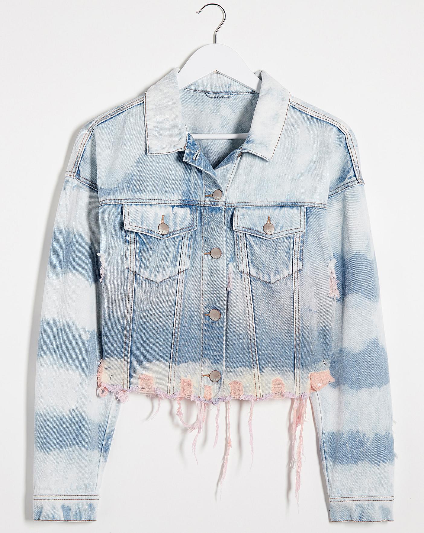 Pink Dip Dye Ripped Denim Jacket Simply Be