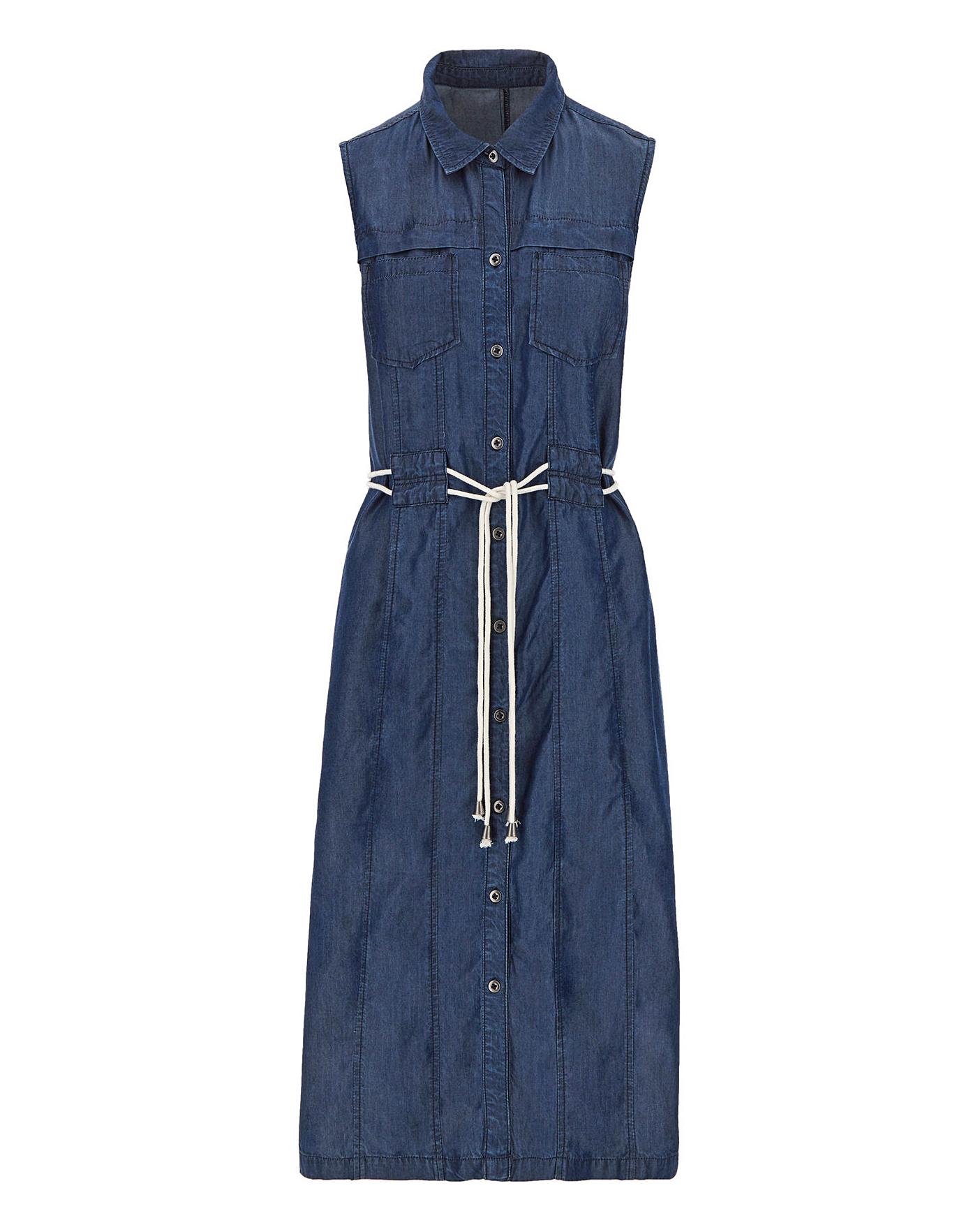 Indigo Tencel Denim Midi Shirt Dress | Marisota