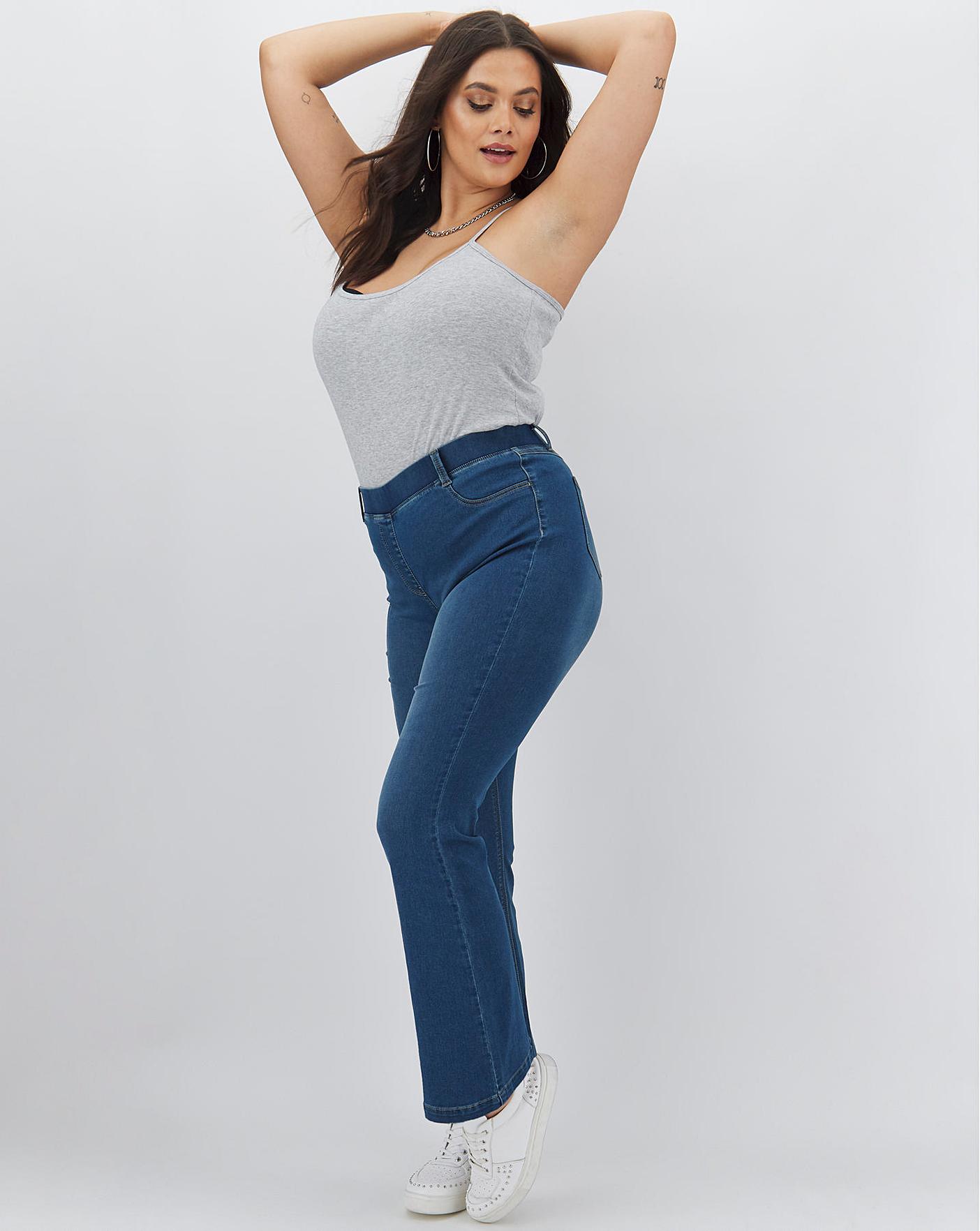 Erin Mid Blue Bootcut Jeggings | Simply Be