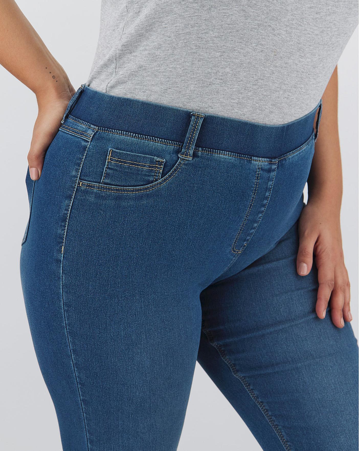 Erin Mid Blue Bootcut Jeggings | Simply Be