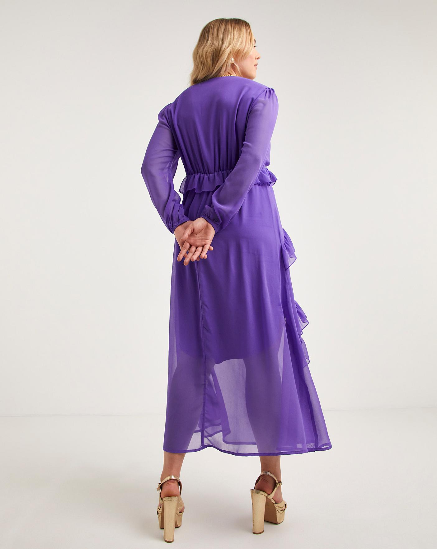 Long sleeve purple hot sale maxi dress