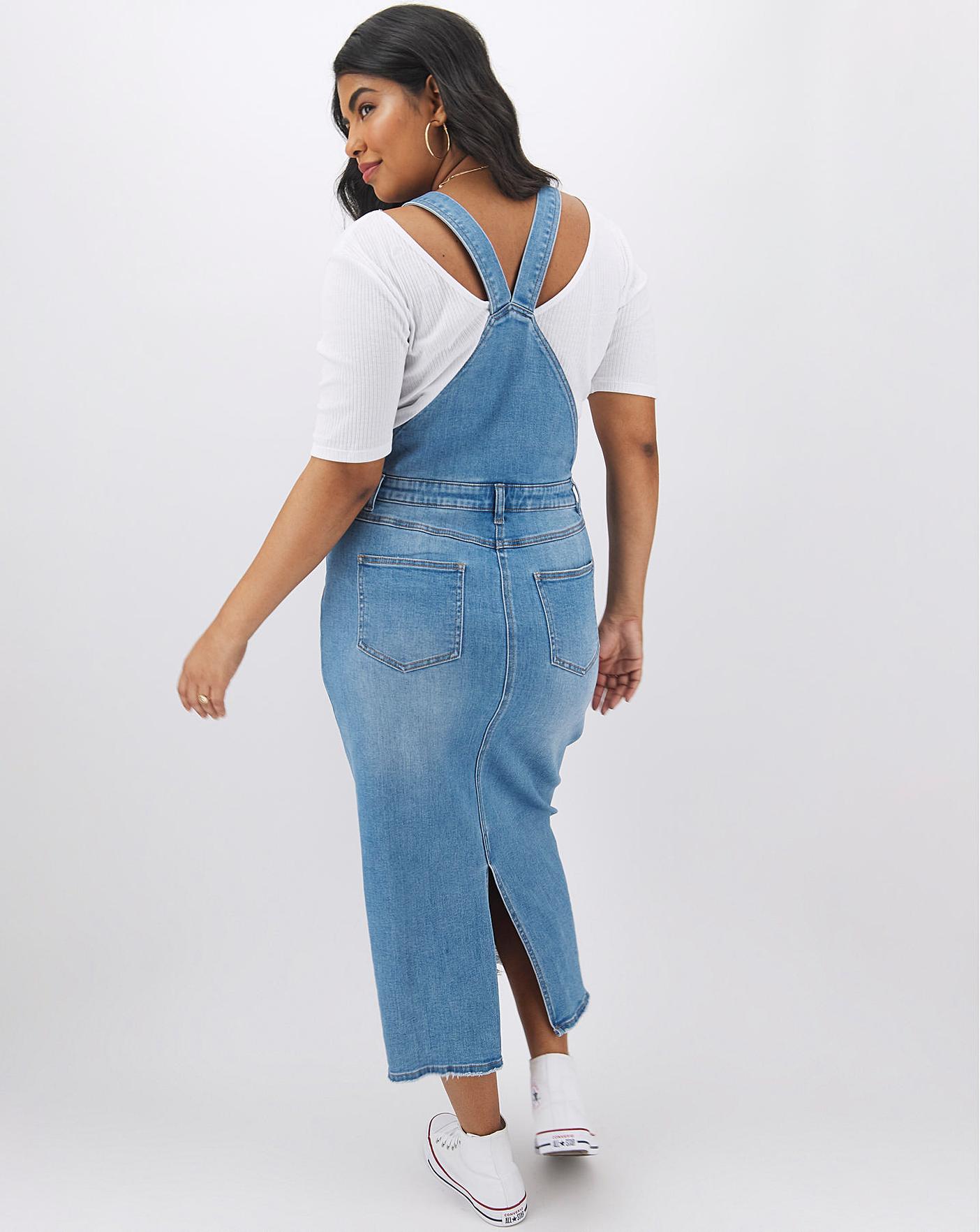maxi denim dungaree dress