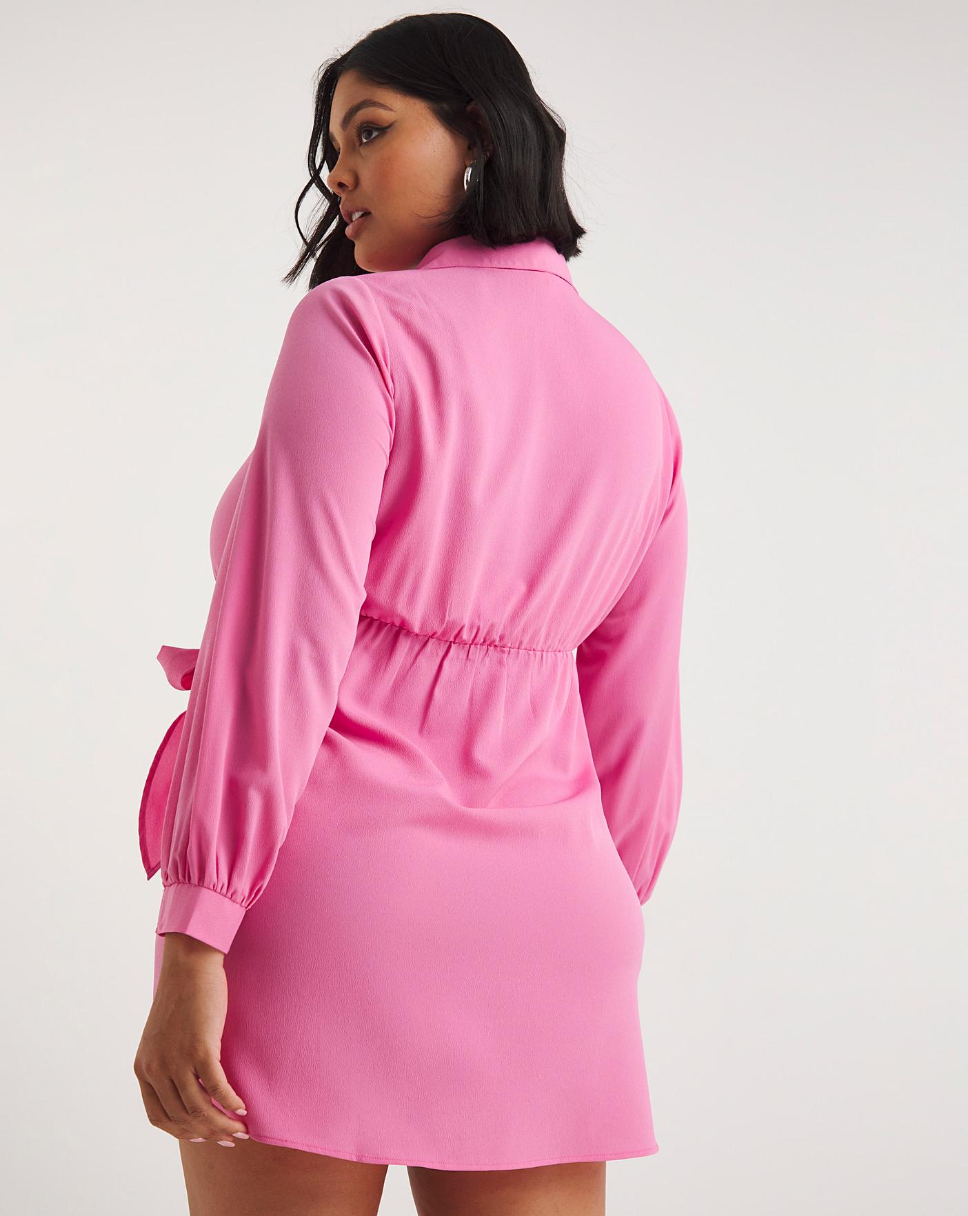 Missguided pink wrap discount dress