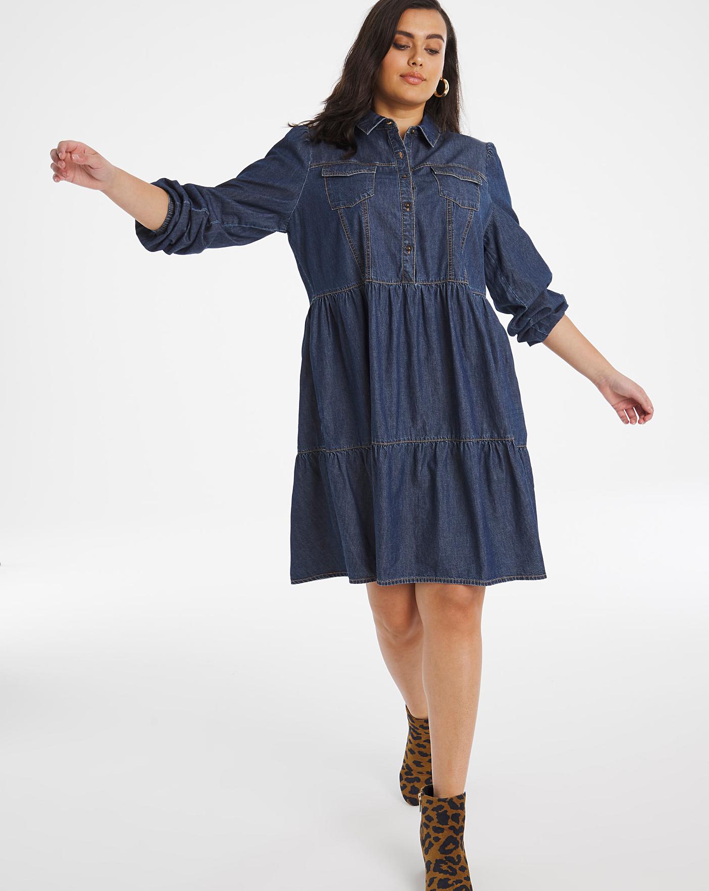 denim smock shirt dress