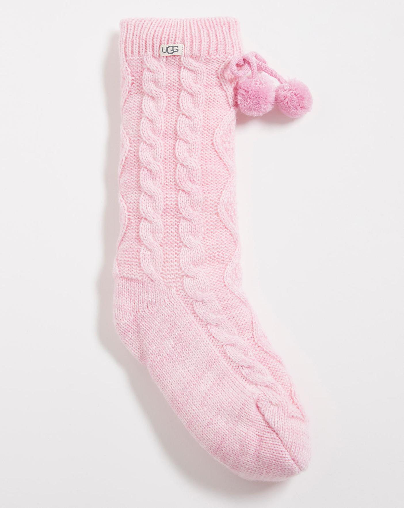 Ugg Pom Pink Sock Marisota Crew Fleece | Pom