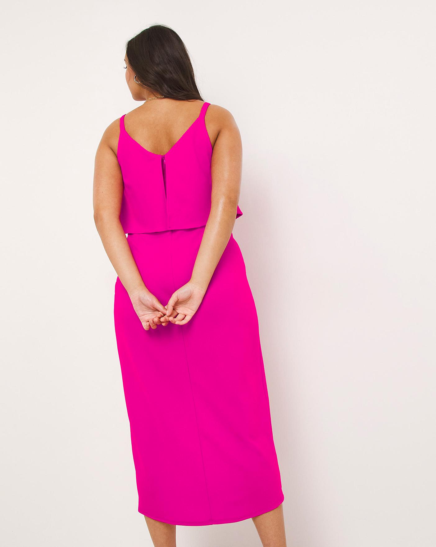 Joanna Hope Pink Overlay Midi Dress Fashion World