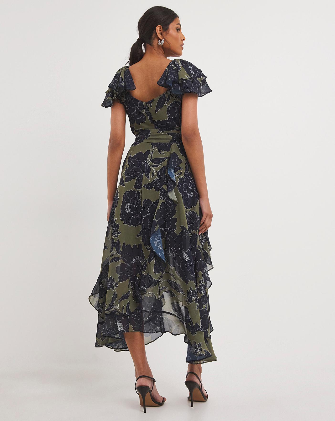 Joanna Hope Chiffon Tiered Midi Dress | Ambrose Wilson