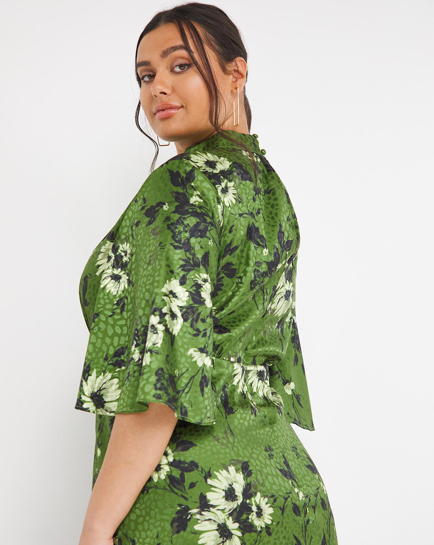 Missguided green outlet floral dress