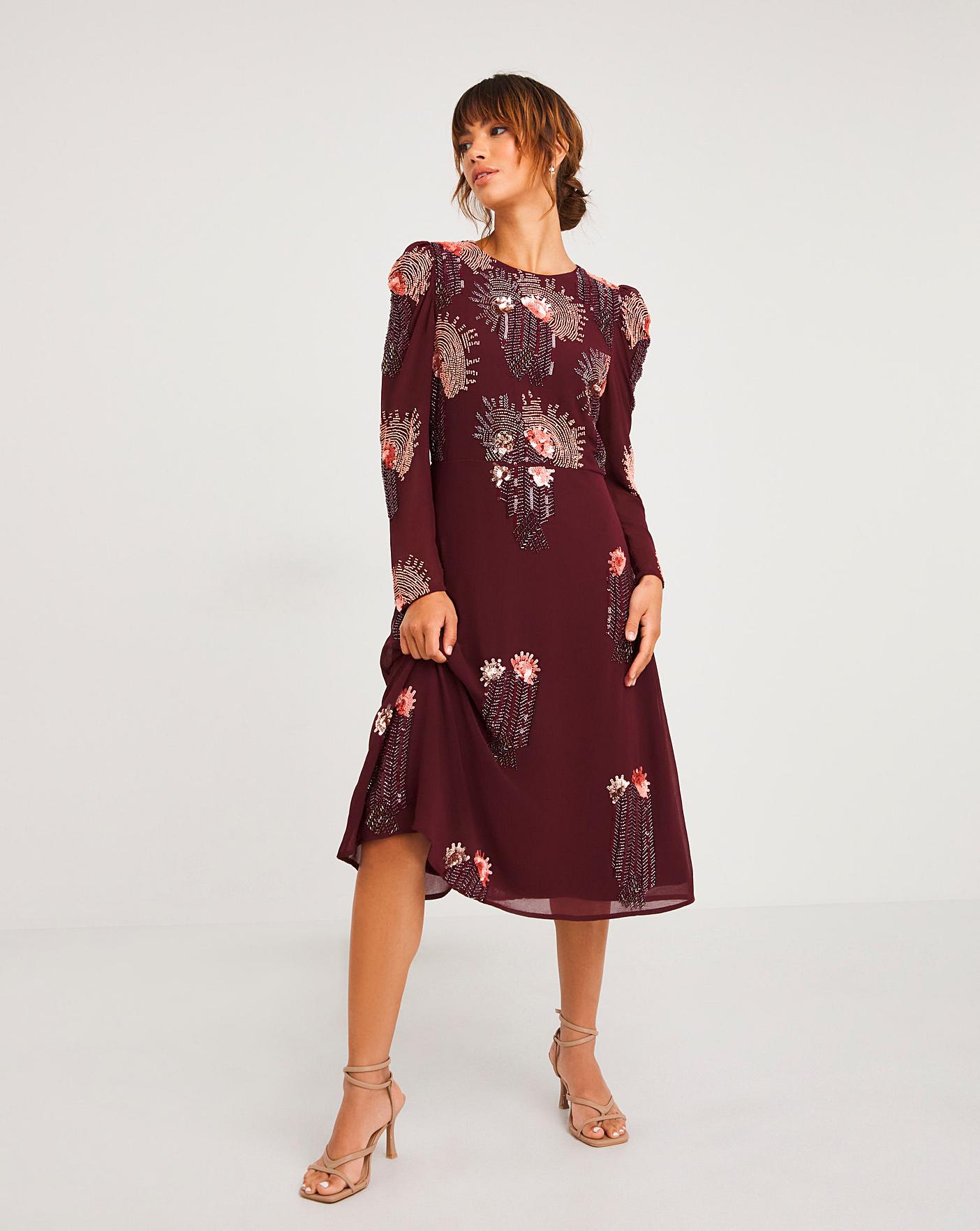Joanna Hope Cassis Deco Beaded Dress | Marisota