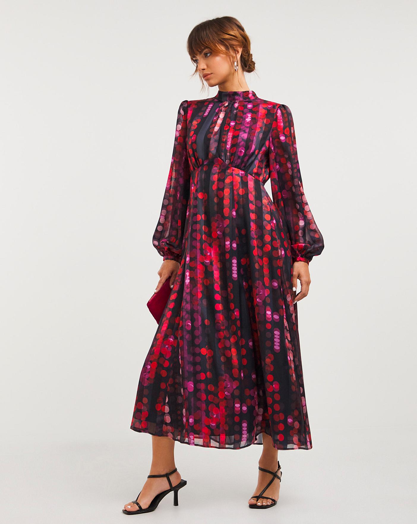 Joanna Hope Purple Spot Satin Maxi Dress | J D Williams