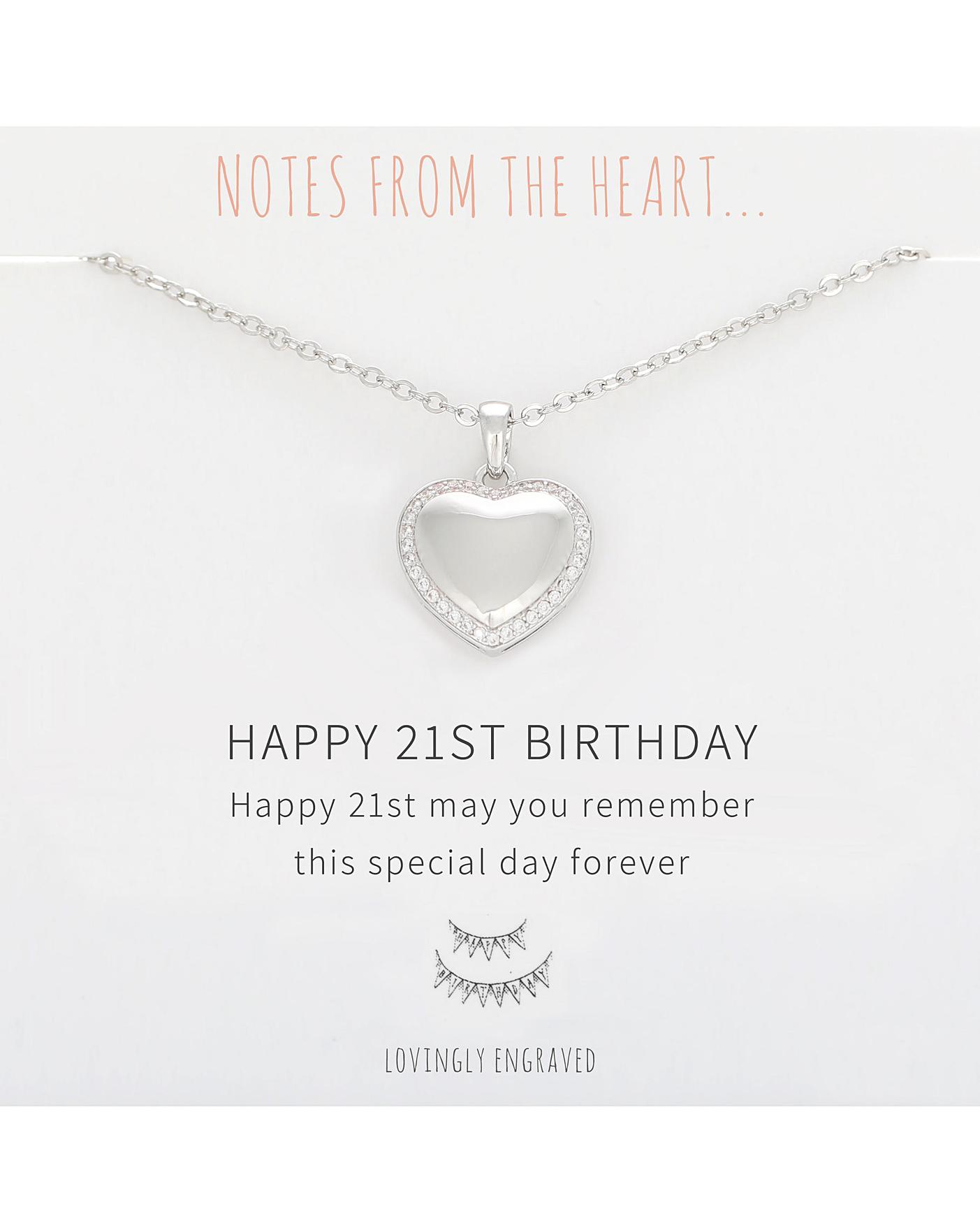Happy 21st Birthday Heart Pendant Simply Be