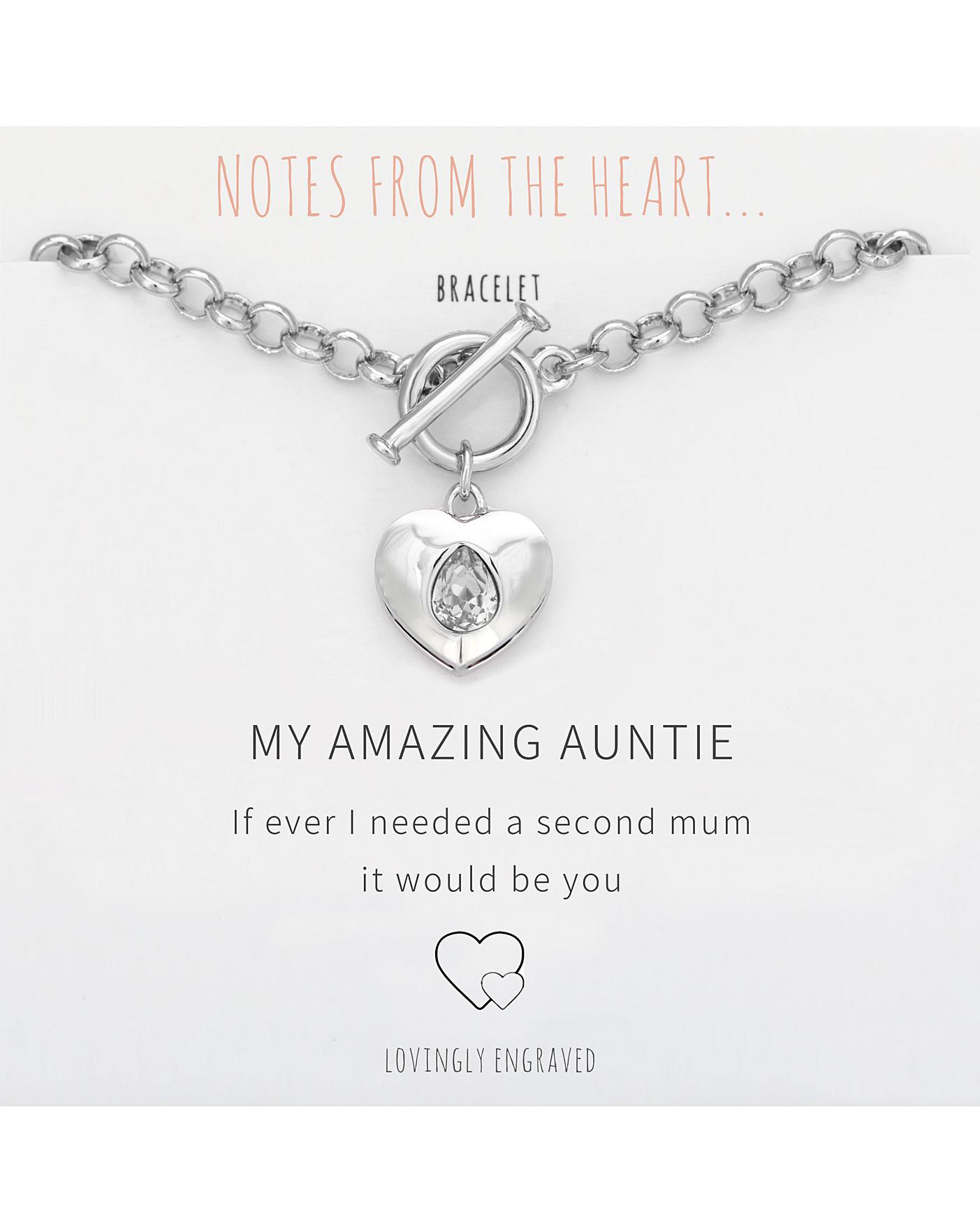 My Amazing Auntie Heart T Bar Bracelet | Ambrose Wilson
