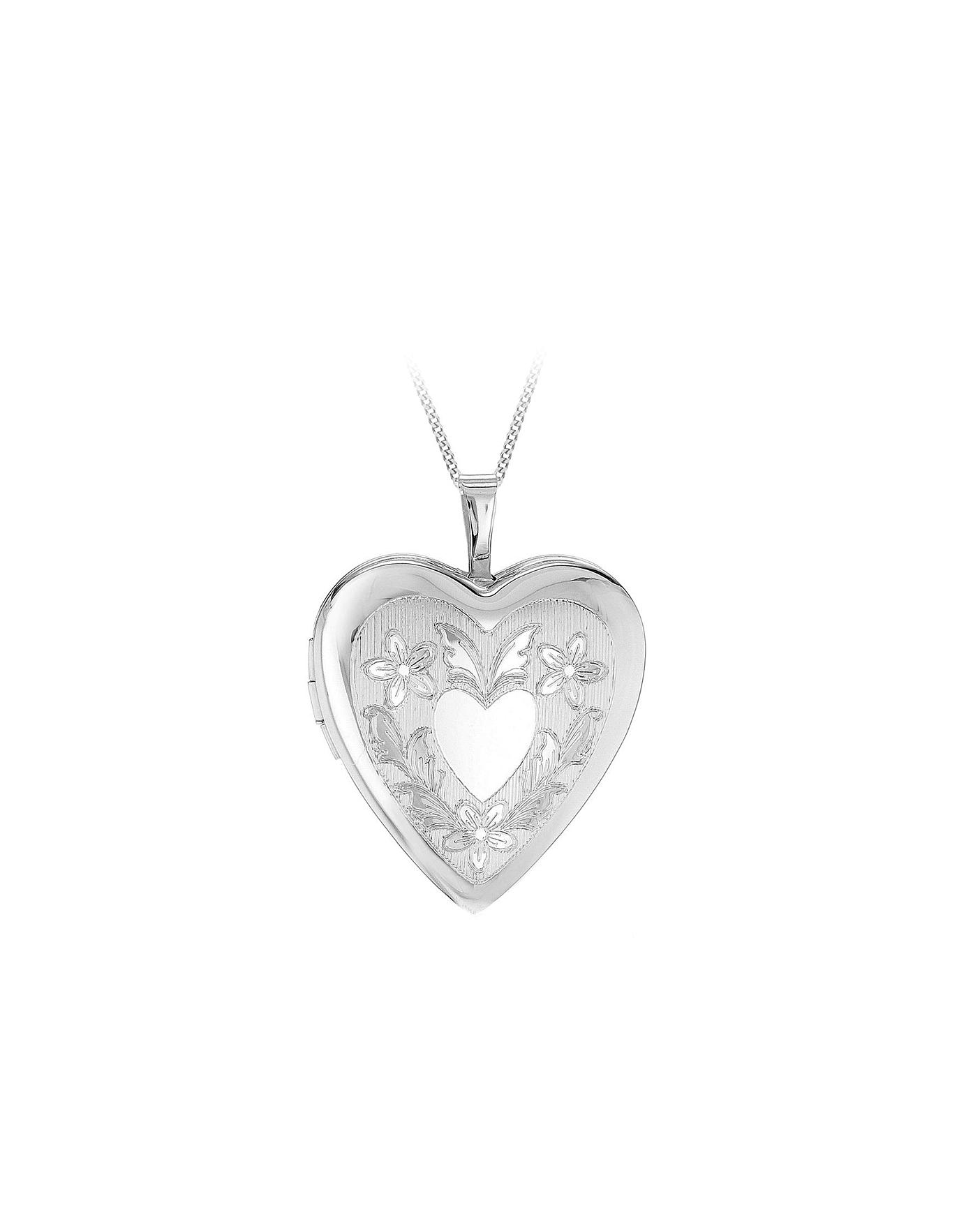 Sterling Silver Heart Locket Necklace 