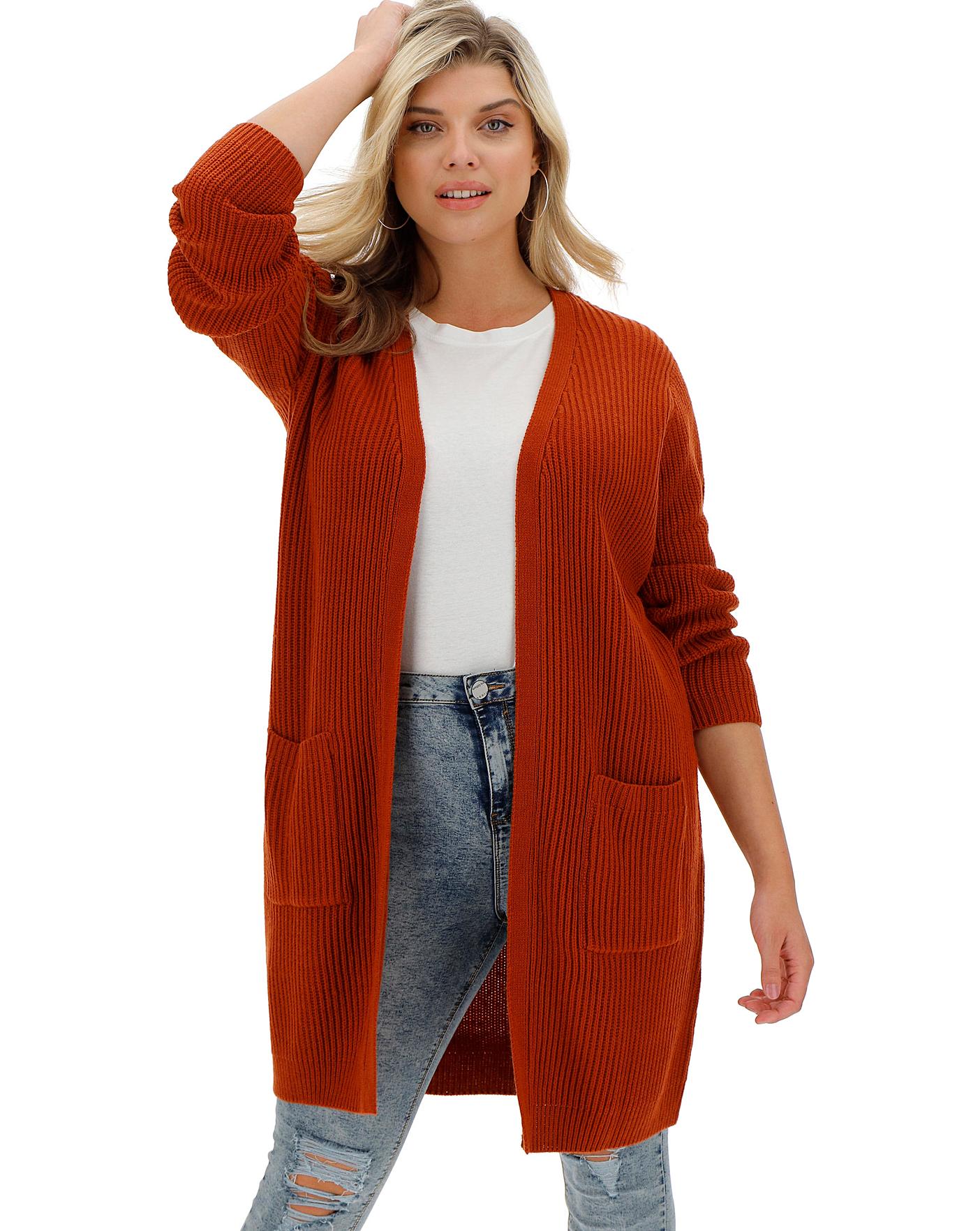 orange longline cardigan