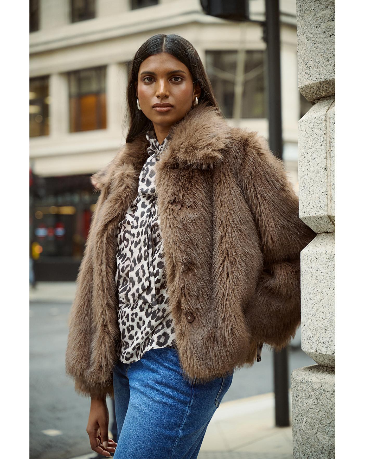 Simply Be Chocolate Short Fur Coat | Simply Be