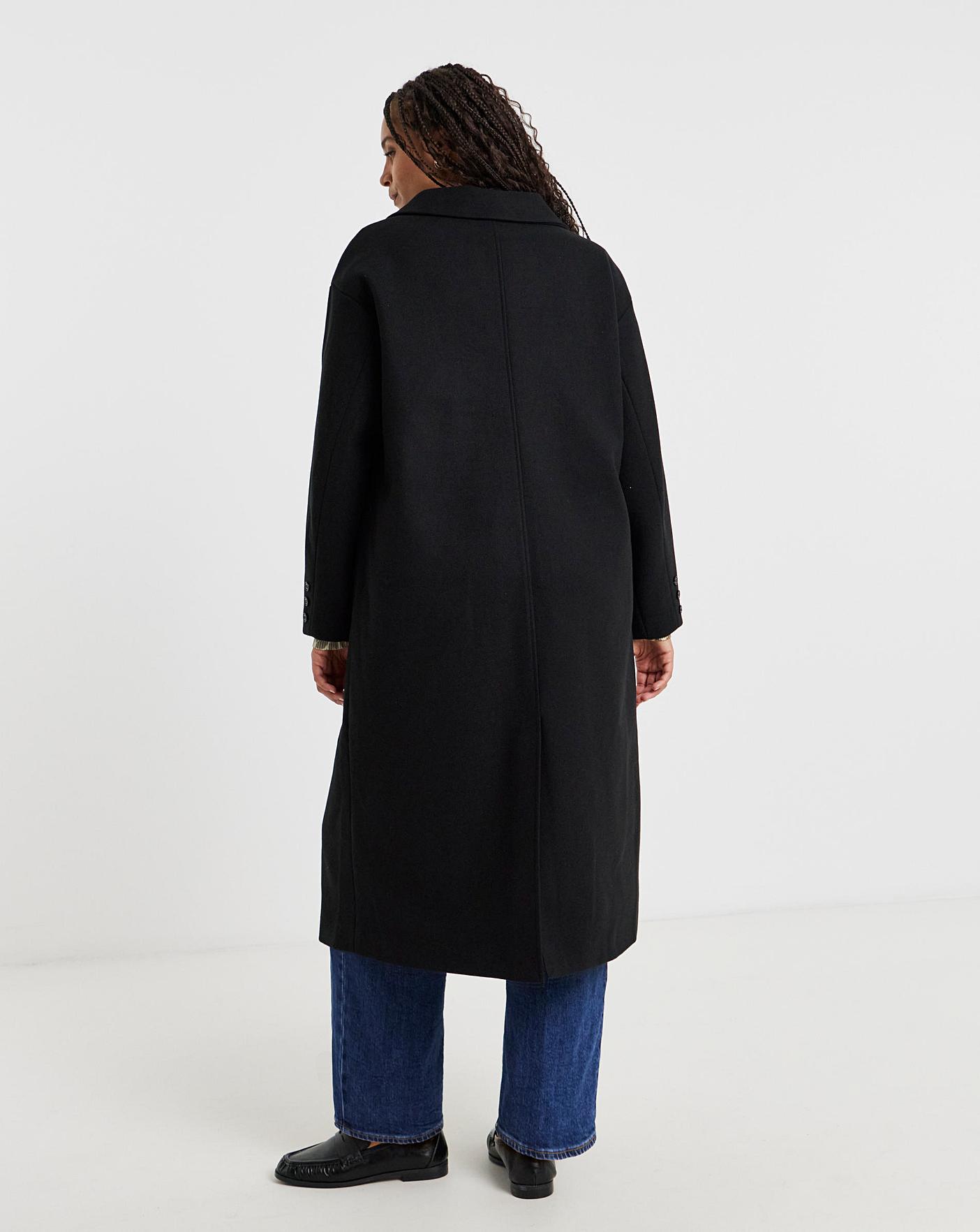 Black Midaxi Faux Wool Coat | Simply Be
