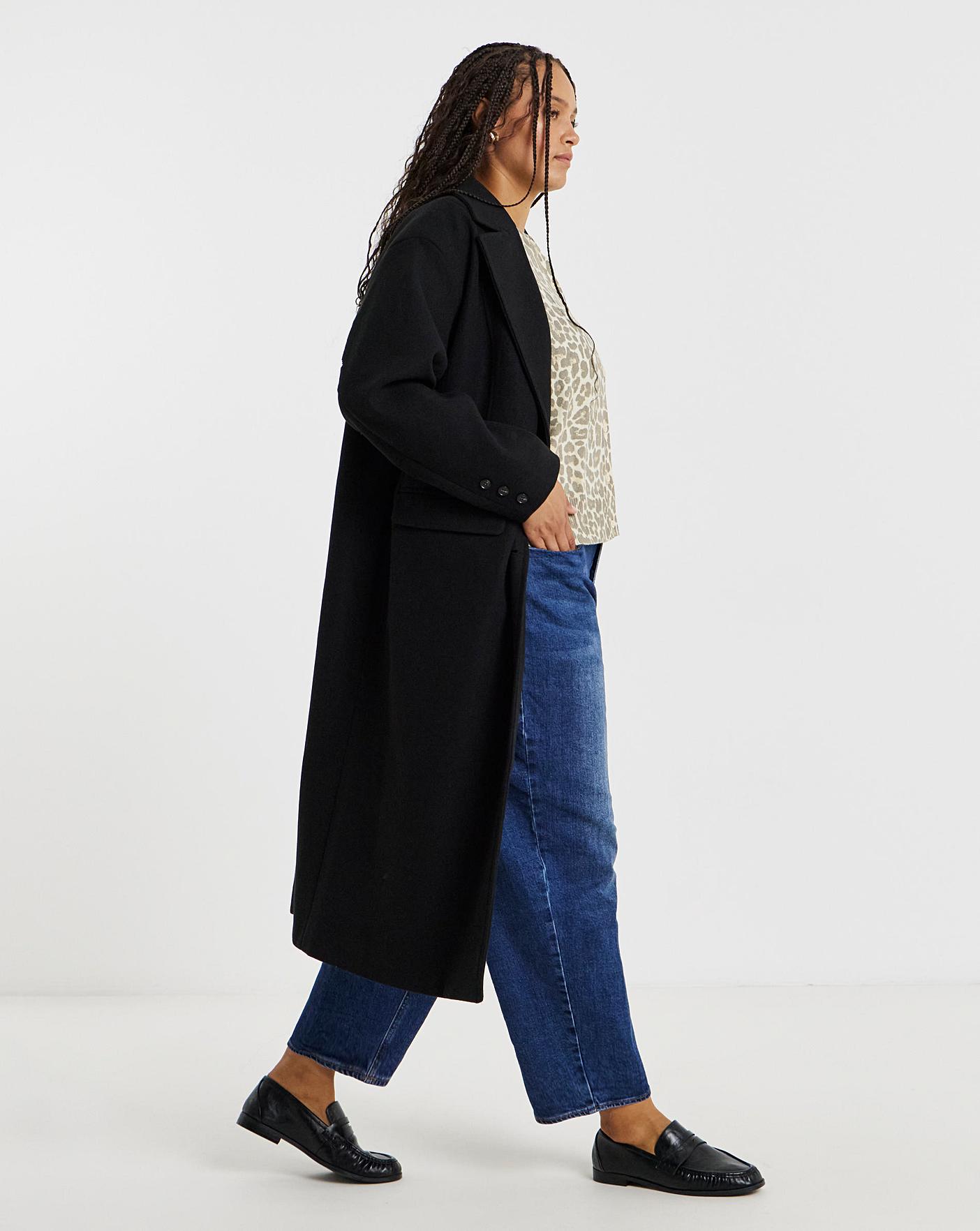 Black Midaxi Faux Wool Coat | Simply Be