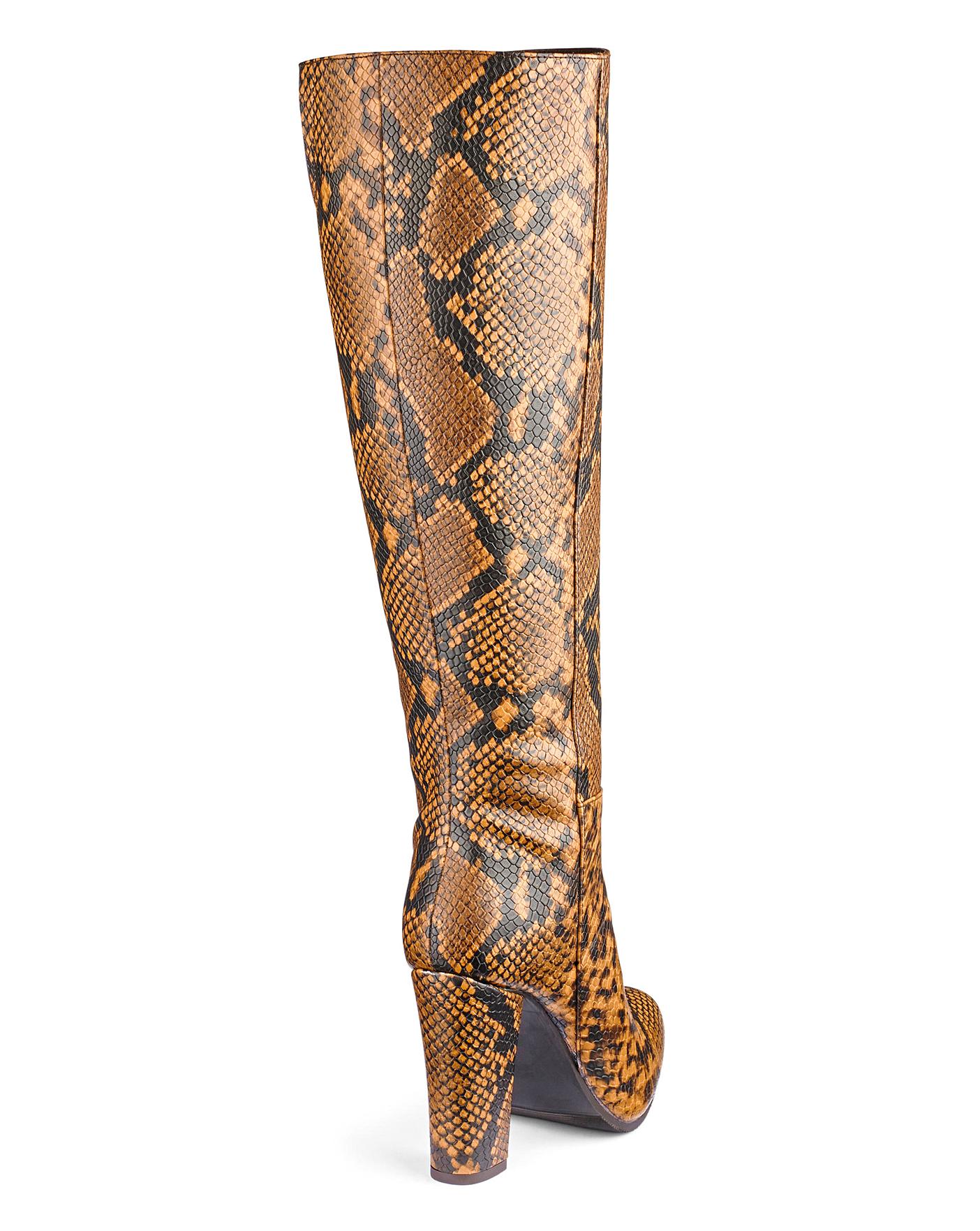 Snake print boots knee on sale high