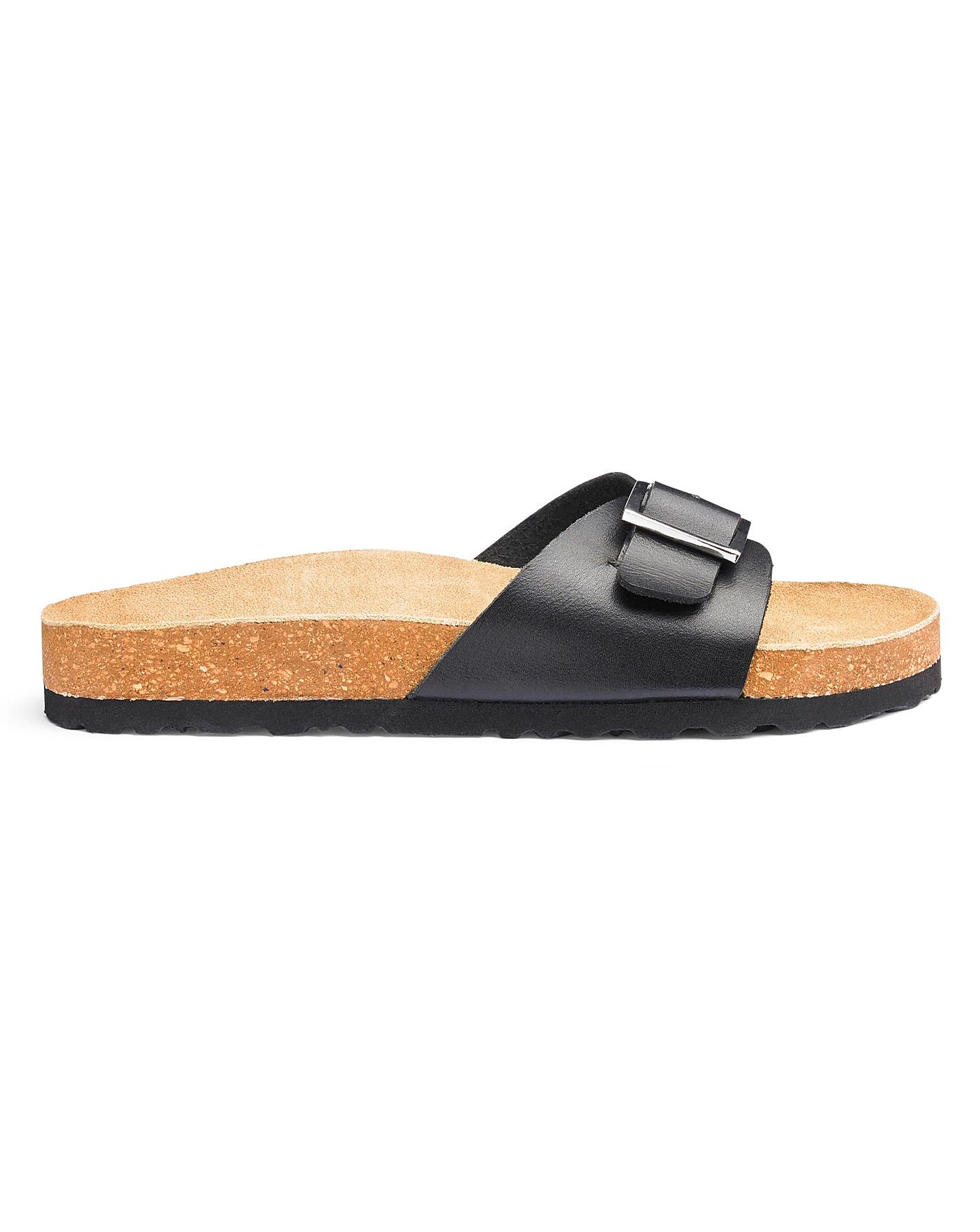 flip flops with leather footbed