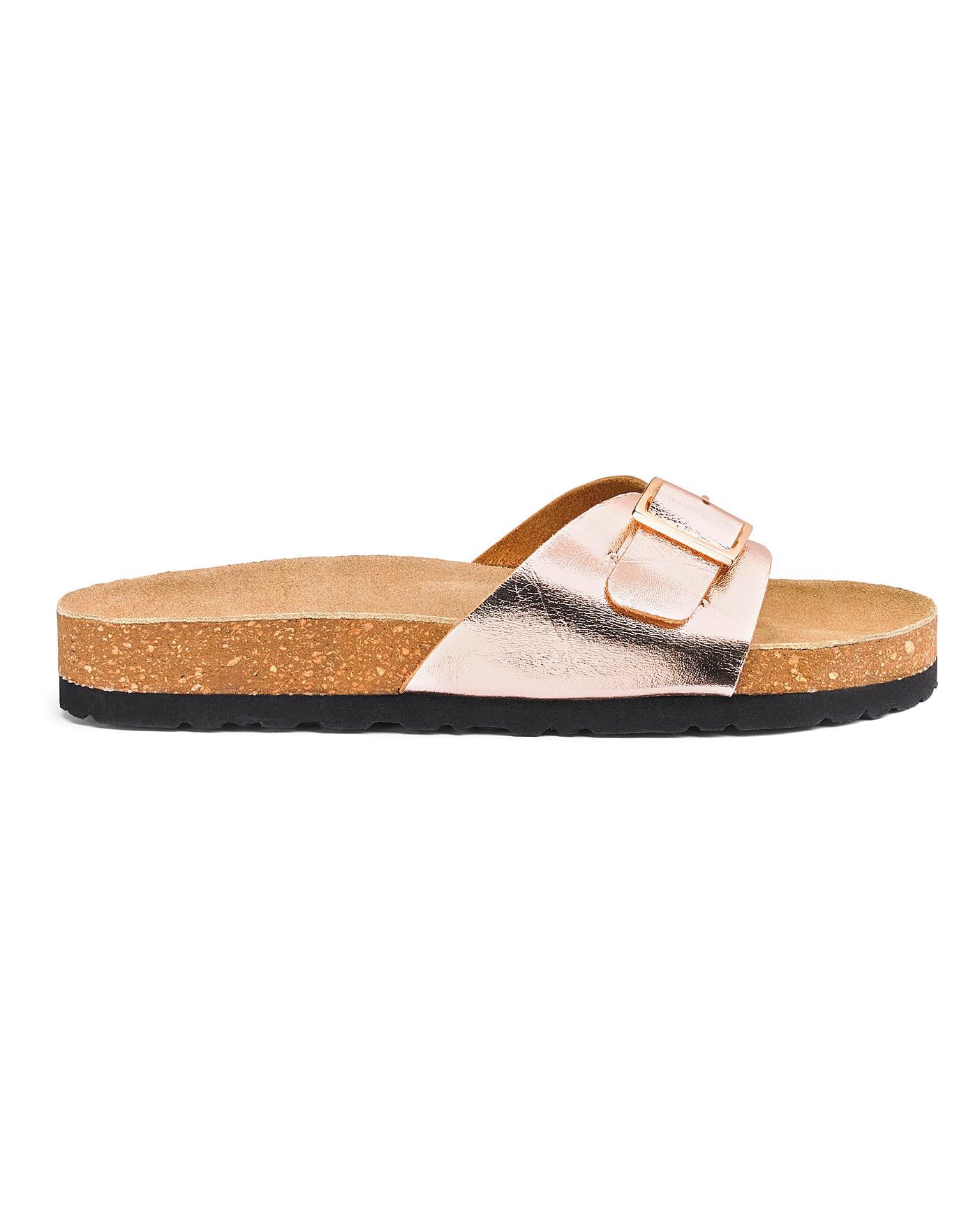 flip flops with leather footbed