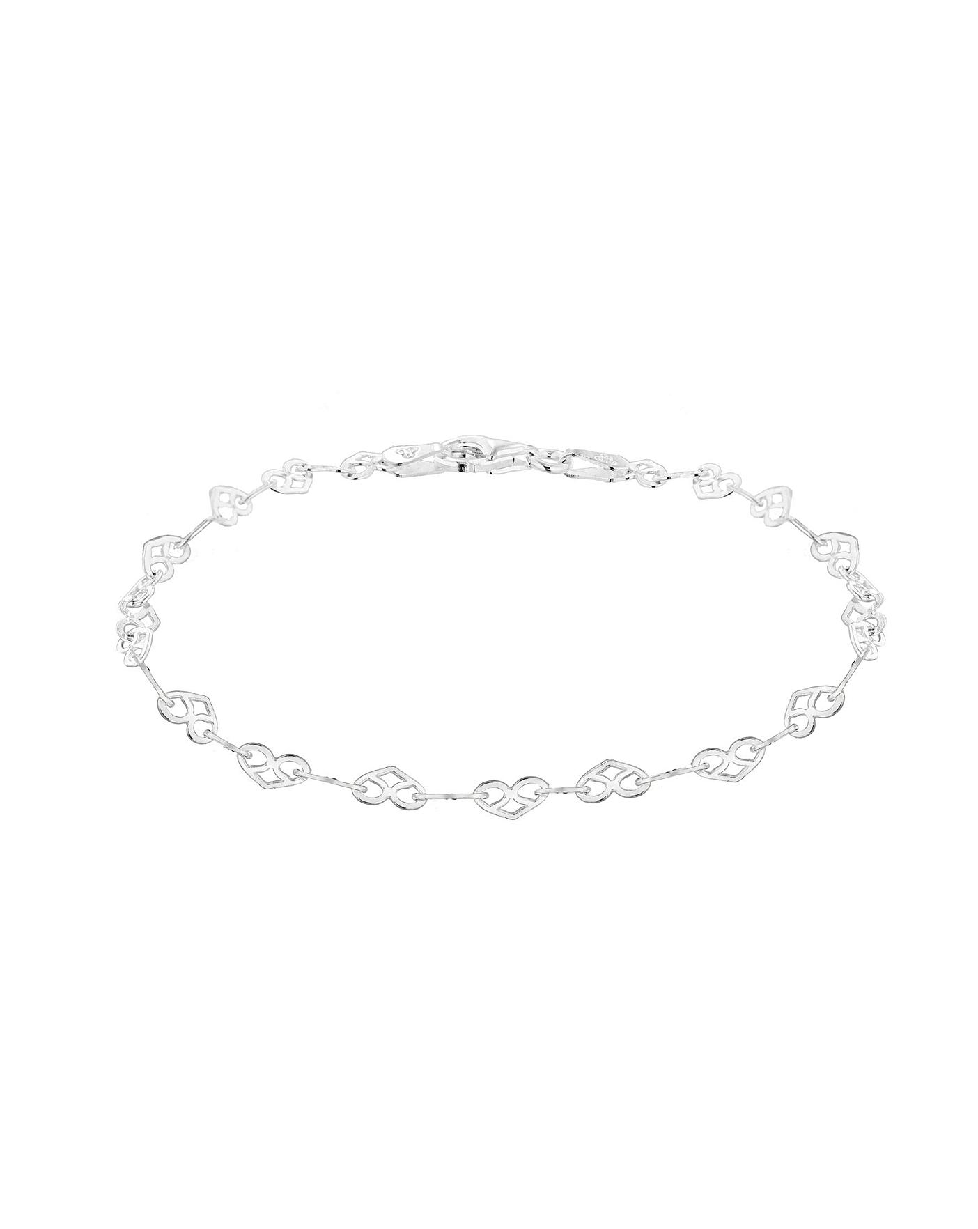 Silver heart deals link bracelet