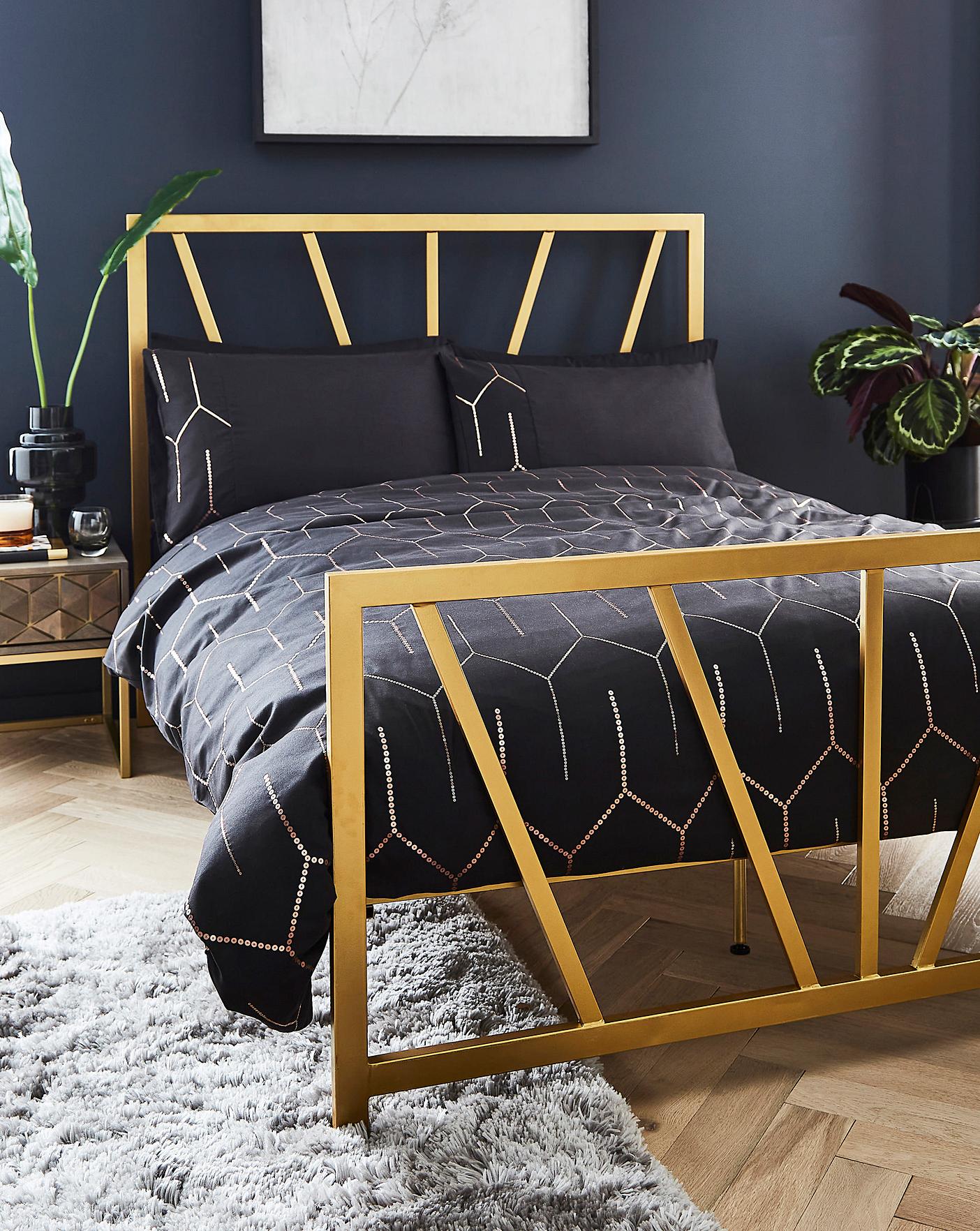 Queen gold deals metal bed frame