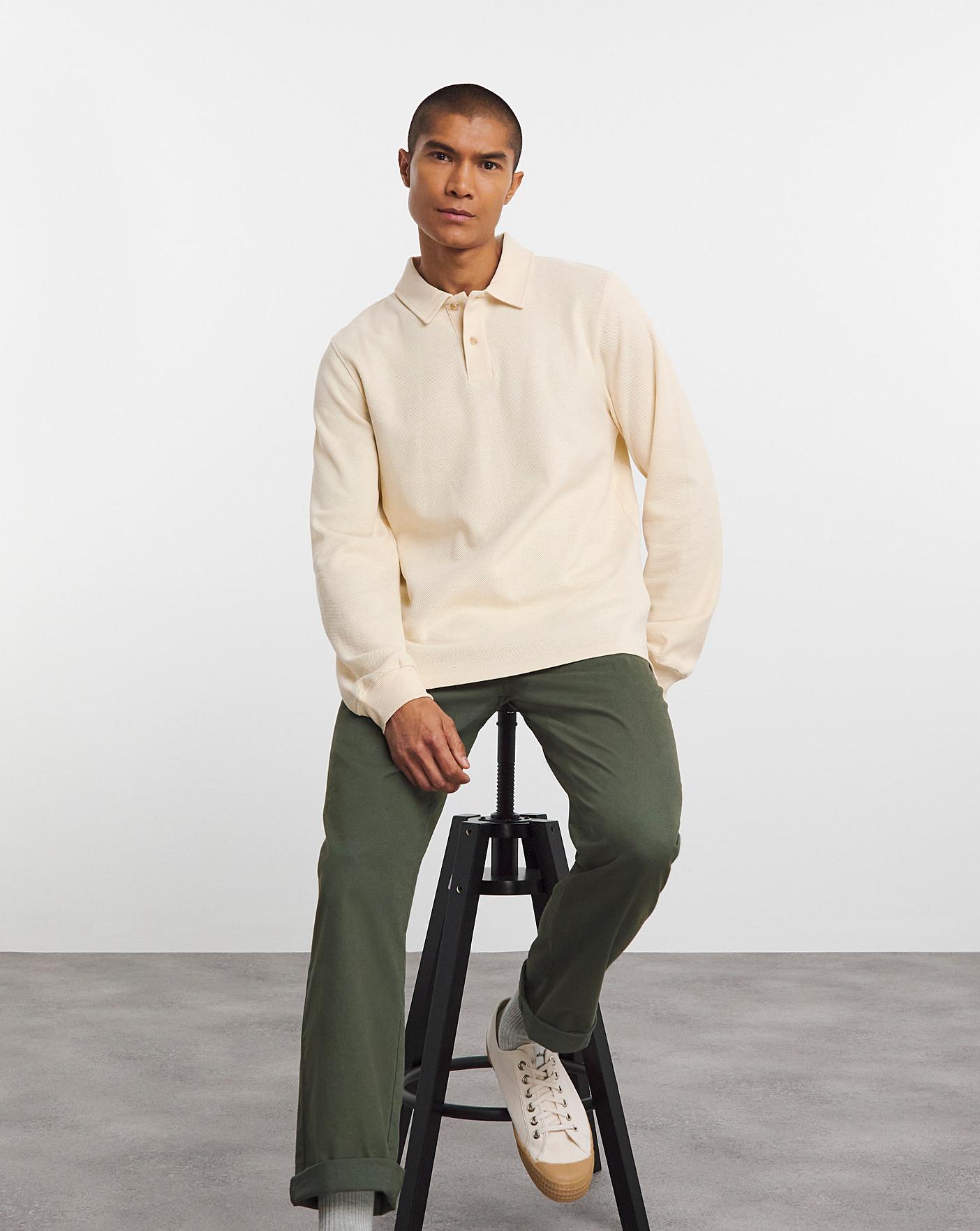 Long Sleeve Textured Polo | Fashion World