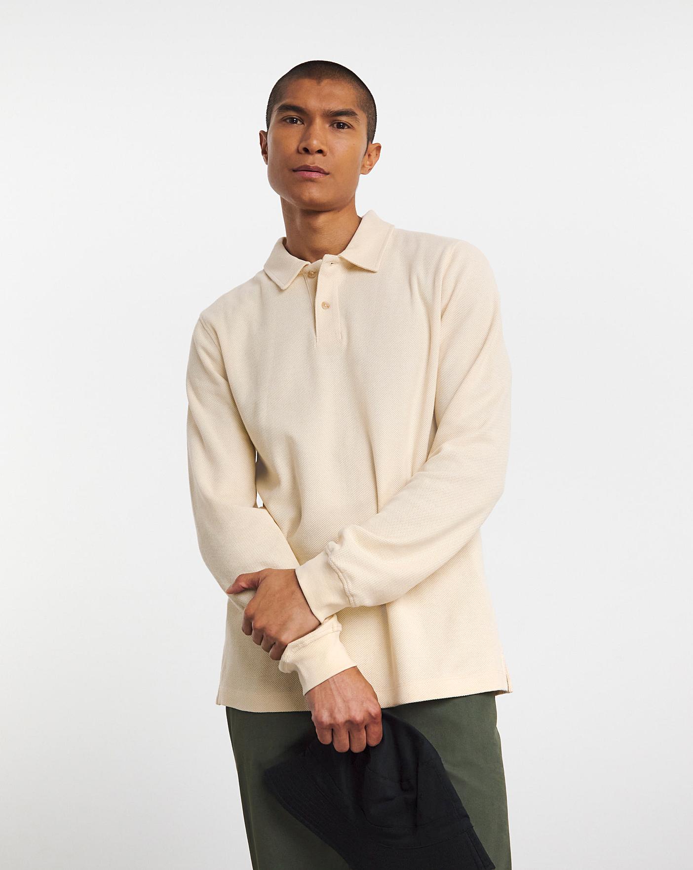 Long Sleeve Textured Polo | Fashion World