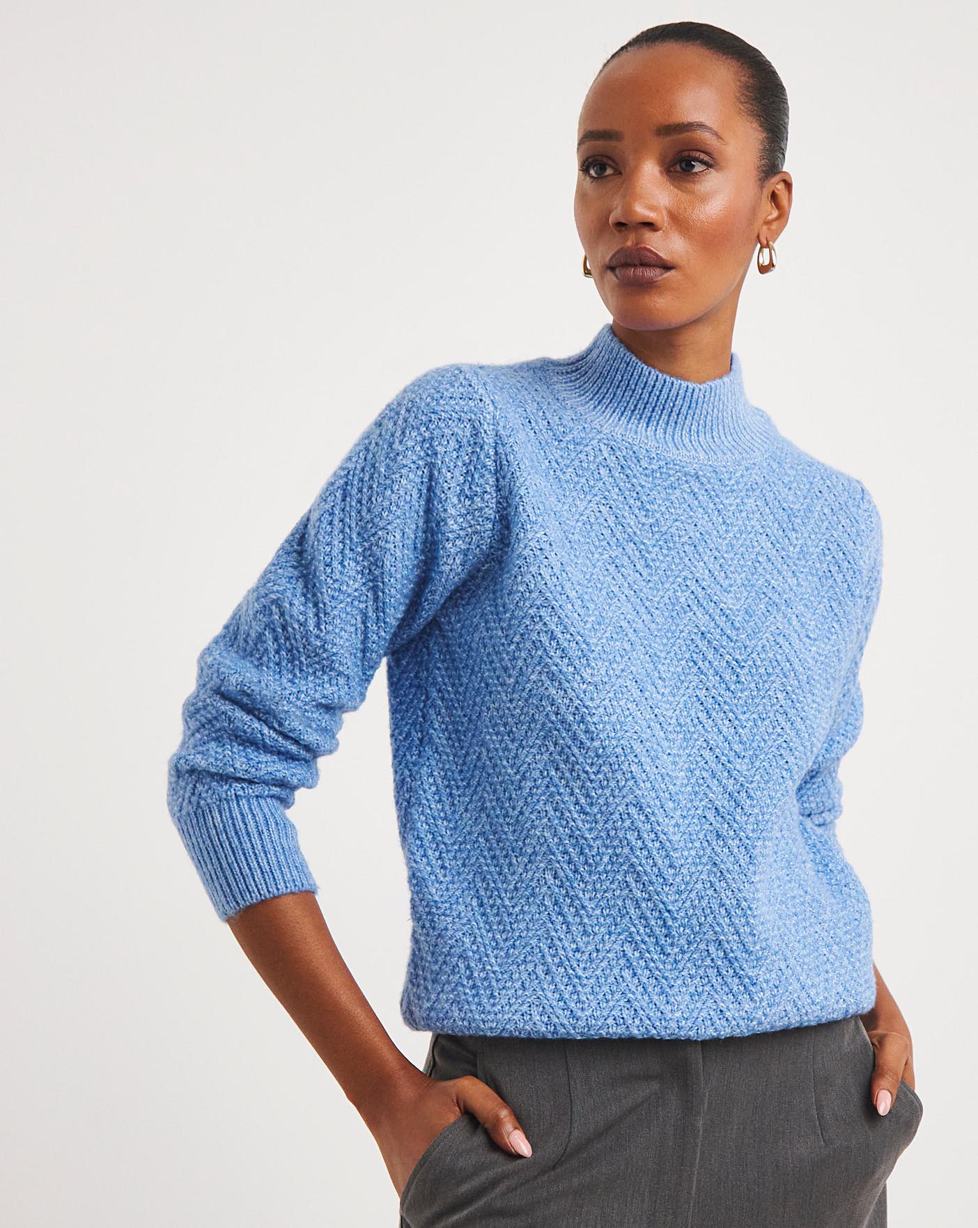 Chevron High Neck Multi Yarn Jumper | J D Williams