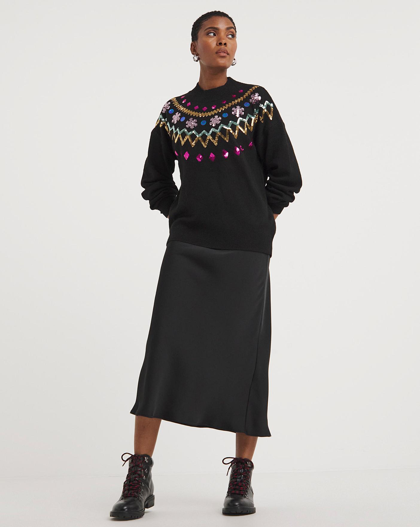 Sequin Novelty Fairisle Jumper Fashion World
