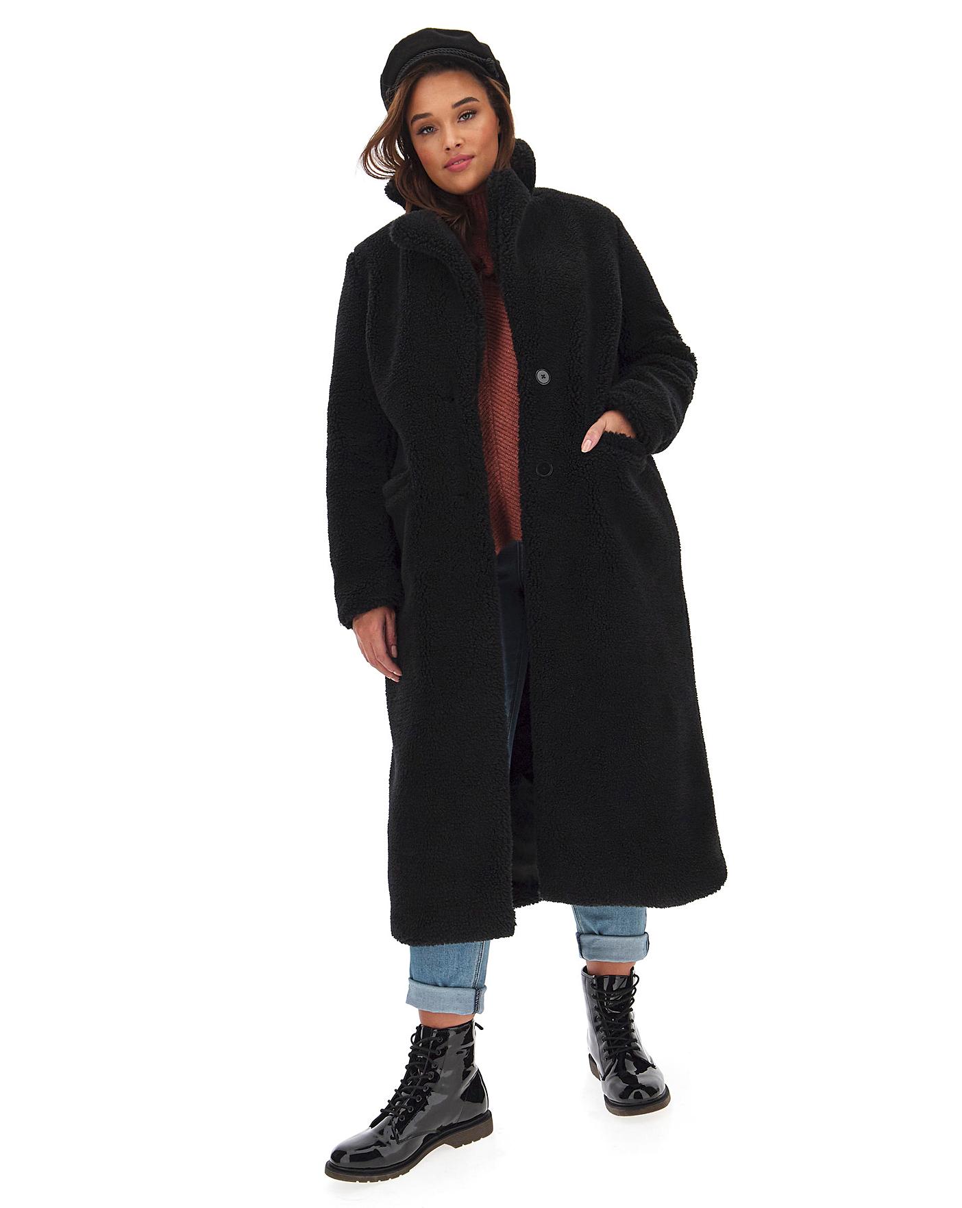 cheap black teddy coat