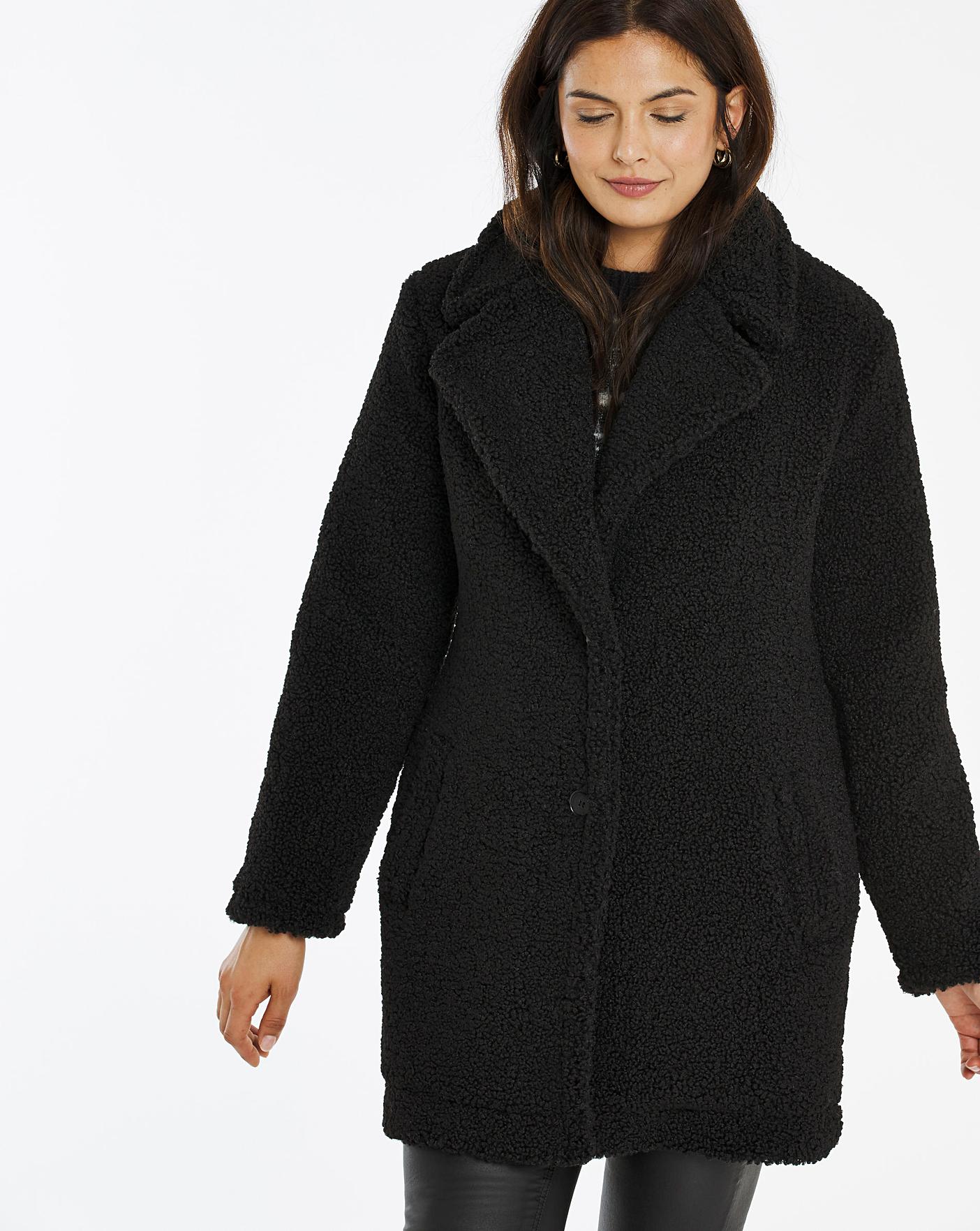 Black Faux Fur Teddy Coat J D Williams