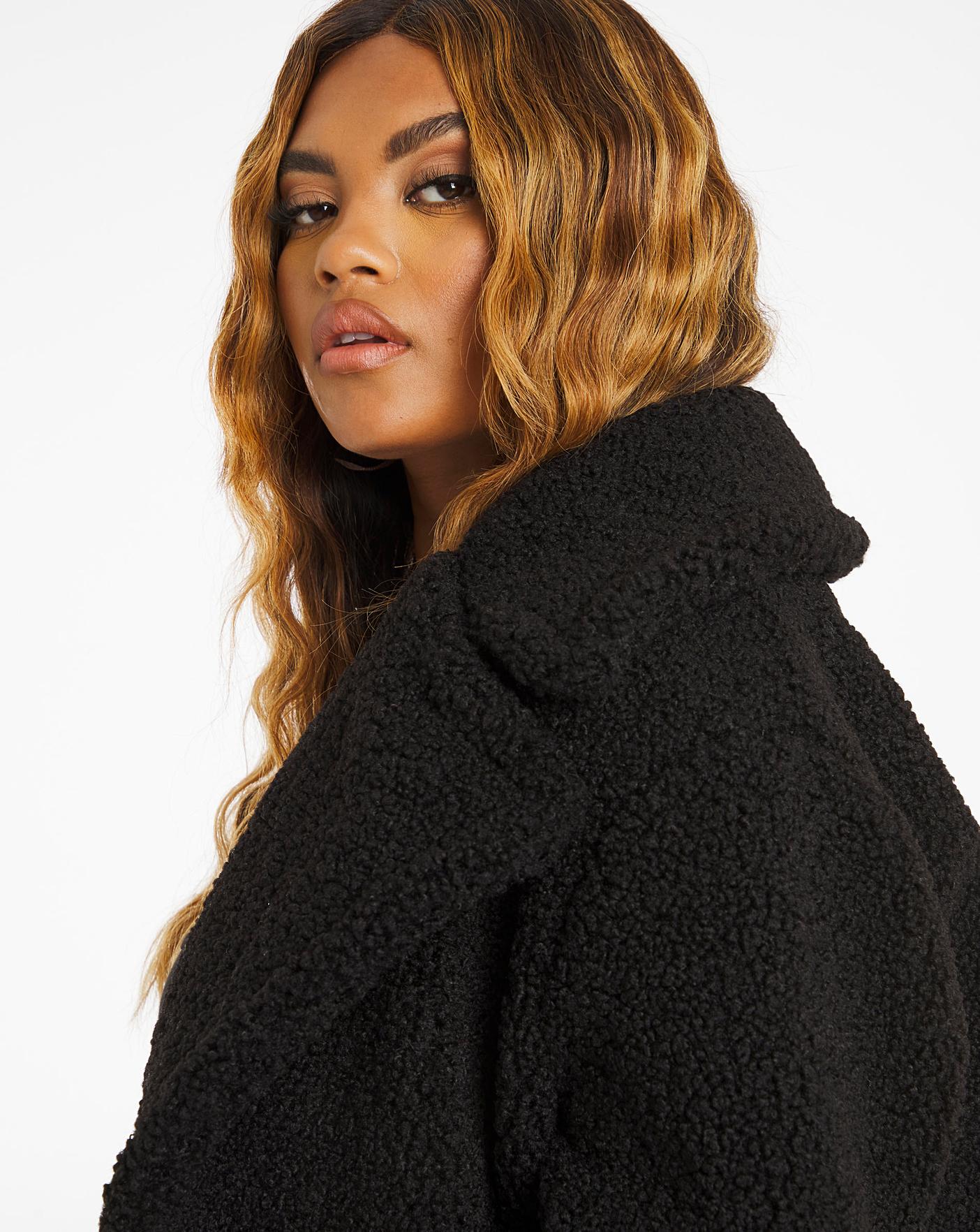 Black Faux Fur Teddy Coat | Simply Be