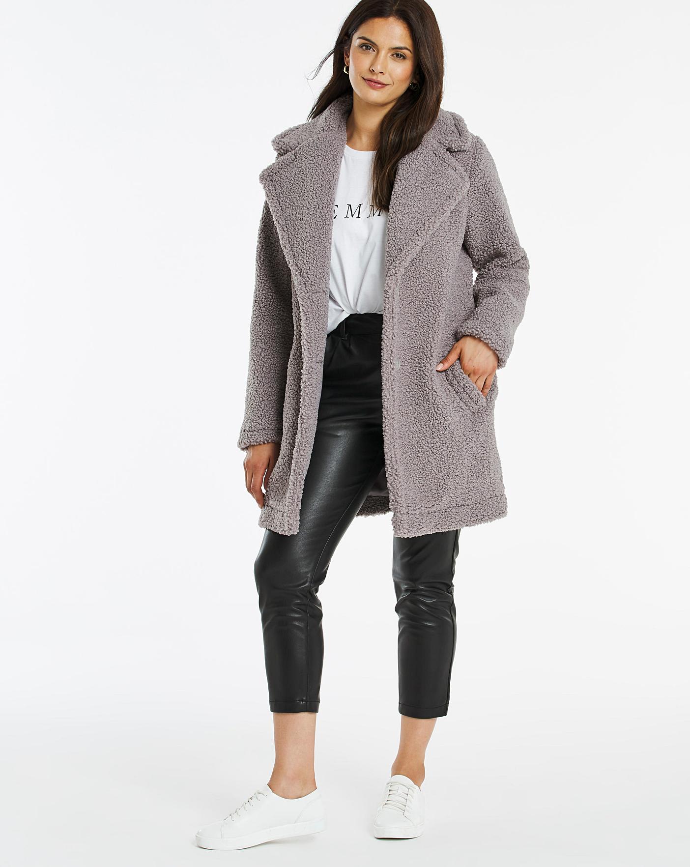 Grey Faux Fur Teddy Coat | Oxendales